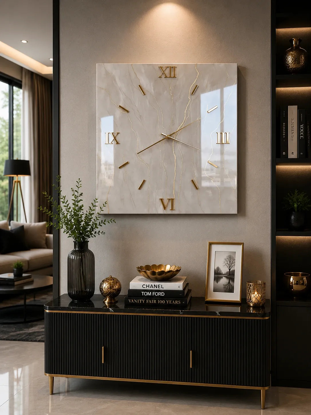 Golden Sands Squared Resin Wall Clock