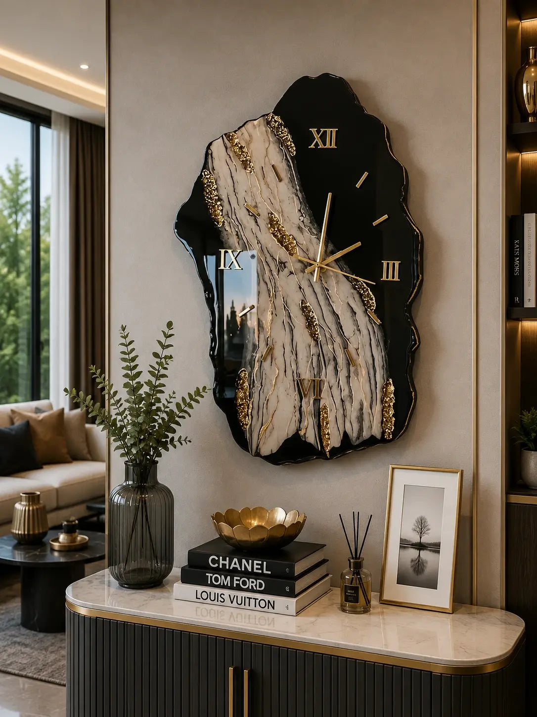 Marble Echo Uneven Resin Wall Clock