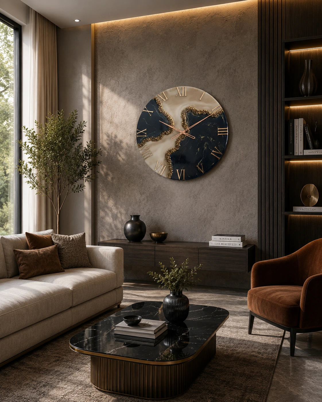 Tranquil Wave Elegant Resin Wall Clock