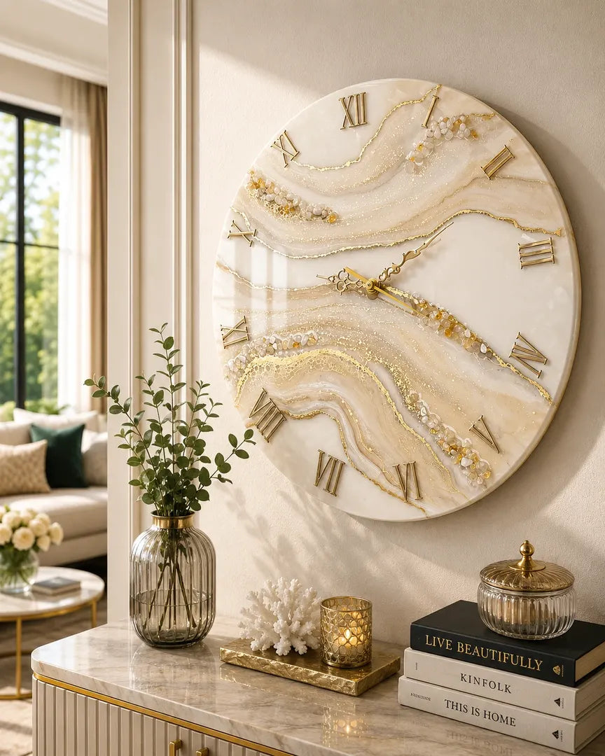 Shimmer Veil Premium Resin Wall Clock