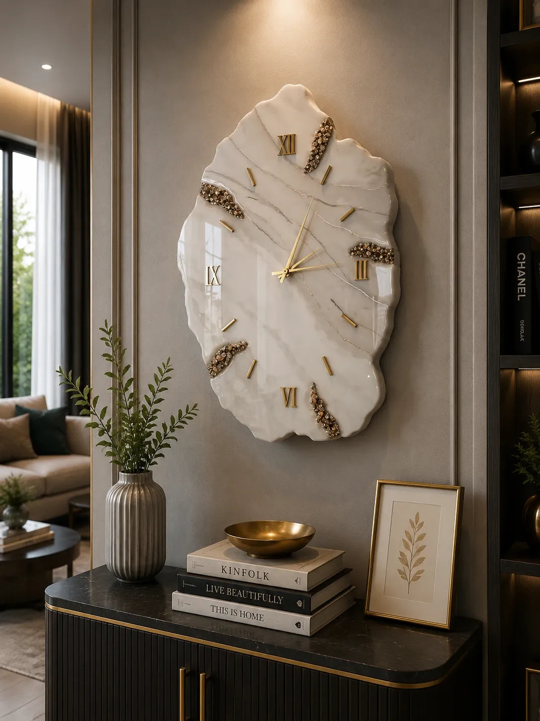 Quartz Oval Uneven Resin Wall Clock