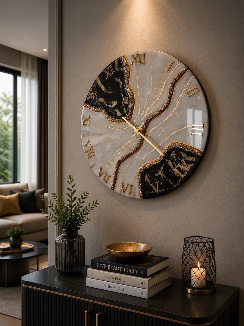 PrismPulse Artisanal Resin Wall Clock
