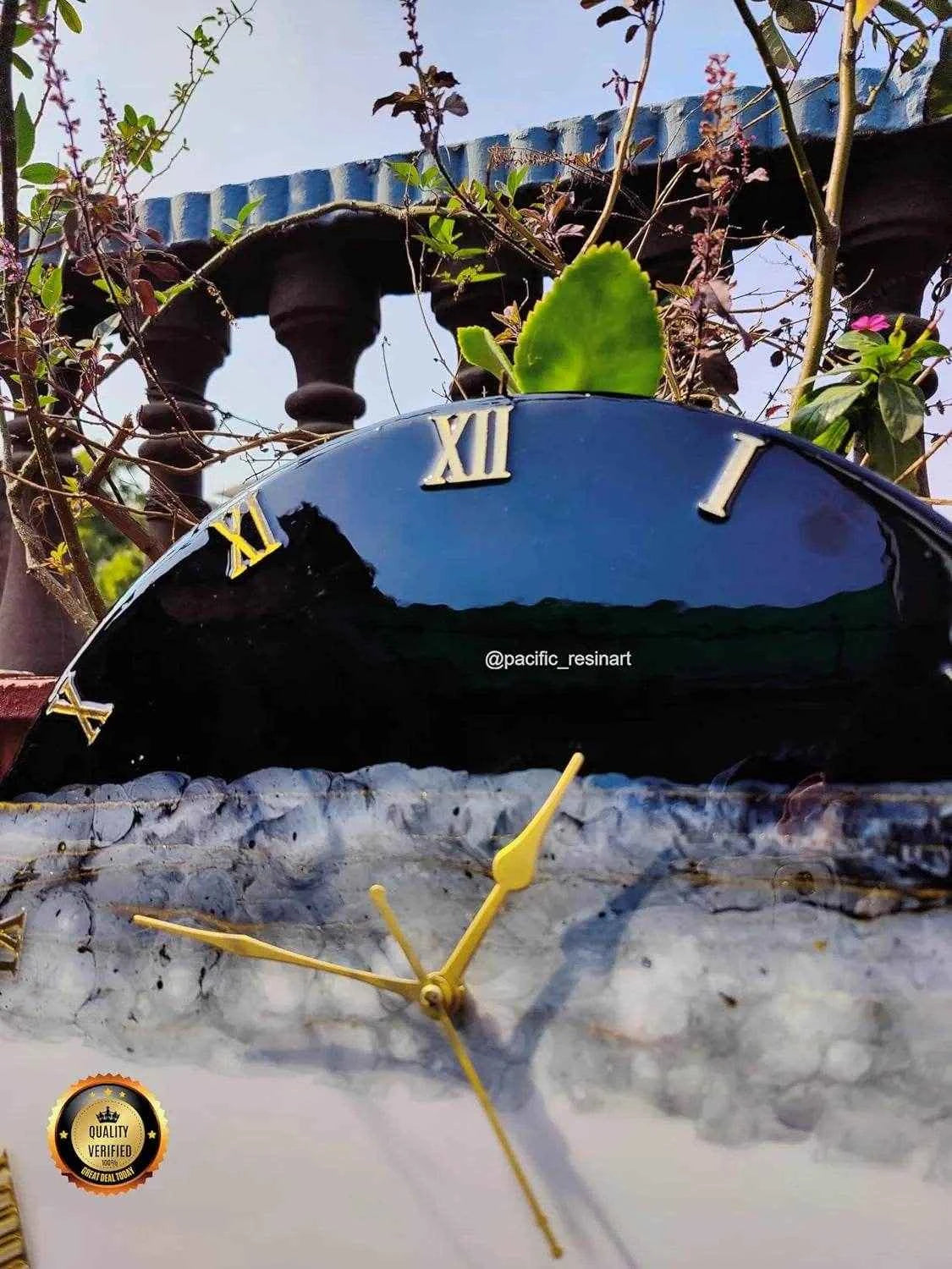 Thunder Black Roman Resin wall clock | Premium Wall Clock - Pacific Resin Art