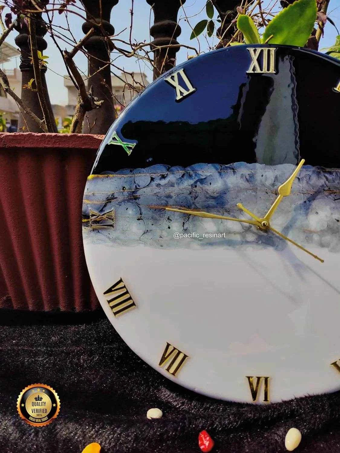 Thunder Black Roman Resin wall clock | Premium Wall Clock - Pacific Resin Art