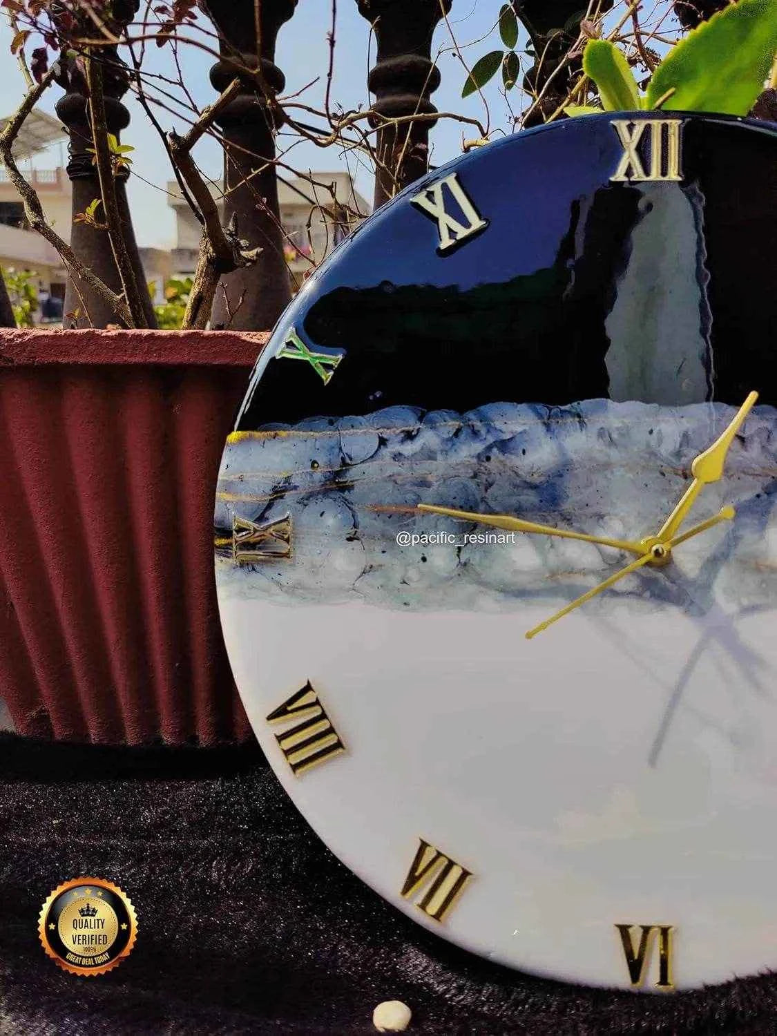 Thunder Black Roman Resin wall clock | Premium Wall Clock - Pacific Resin Art