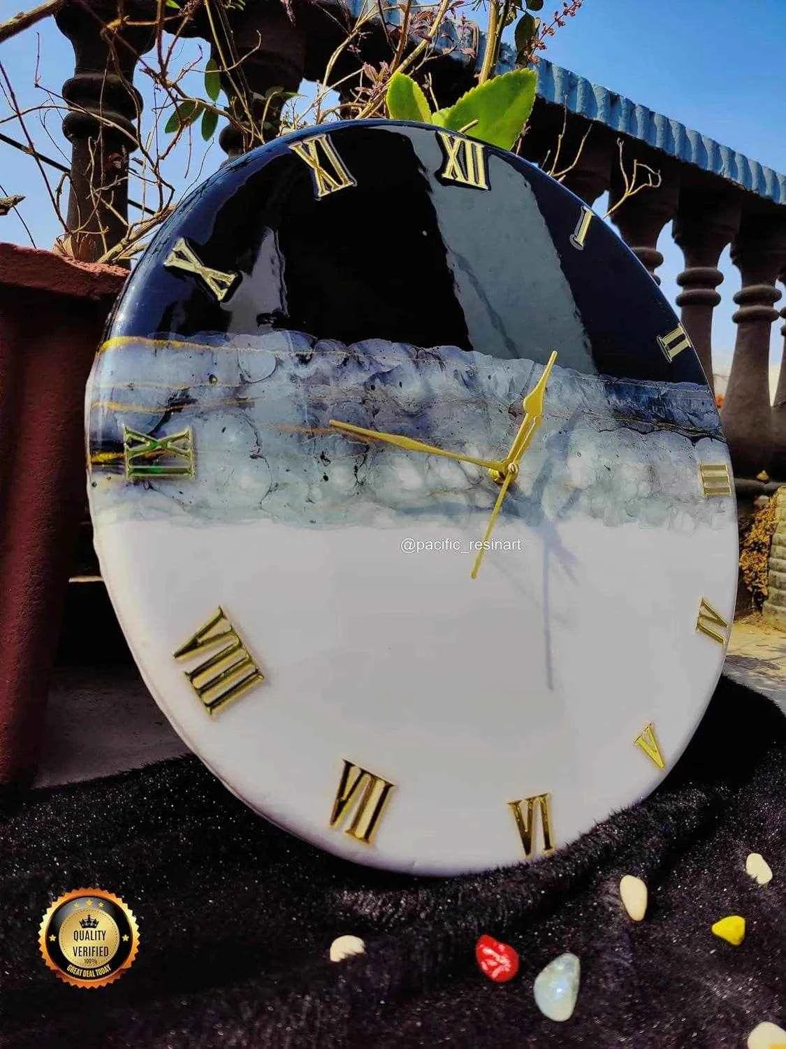 Thunder Black Roman Resin wall clock | Premium Wall Clock - Pacific Resin Art