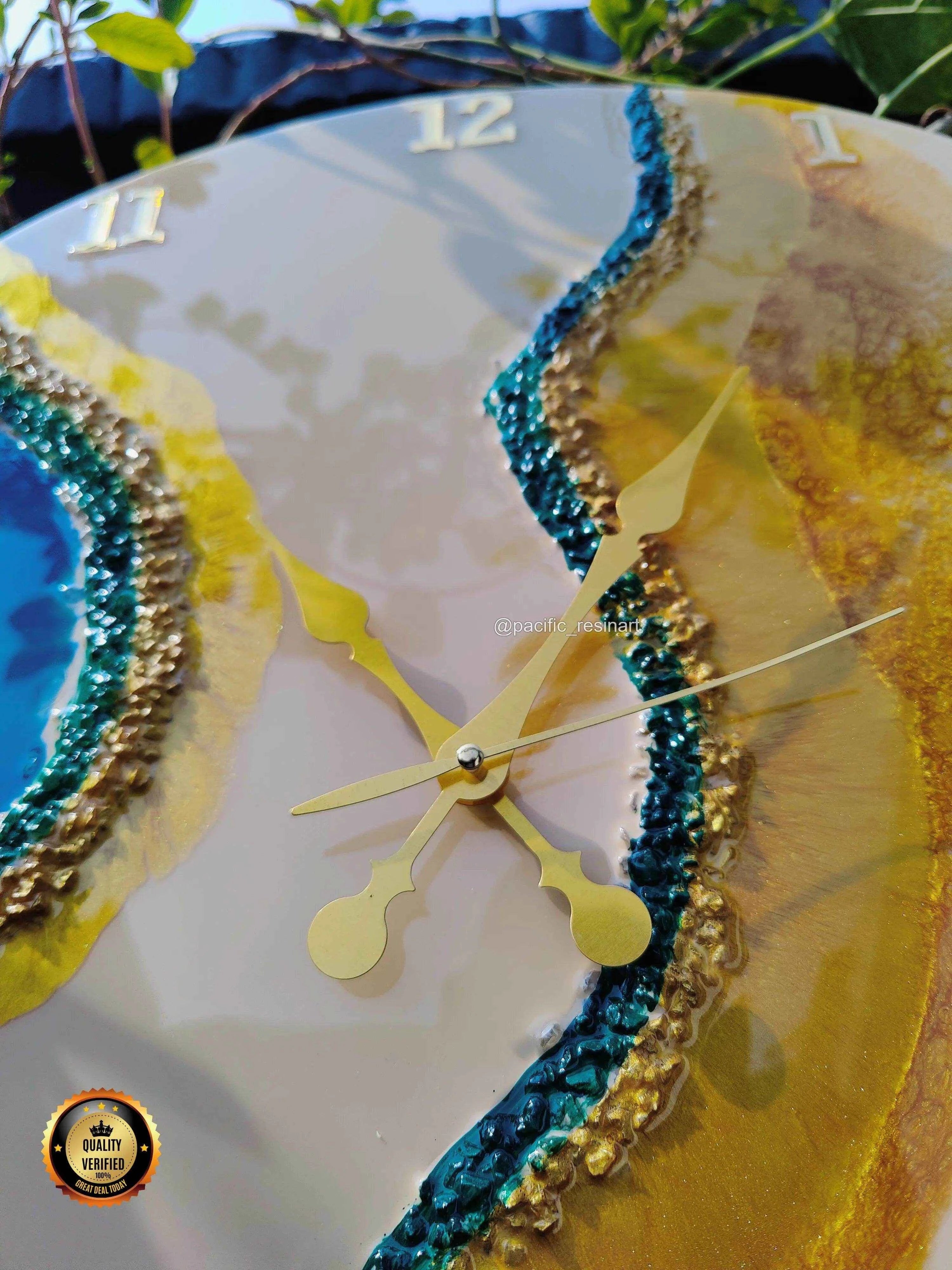 Curvy Green Resin wall clock | Epoxy Art Wall Clock - Pacific Resin Art