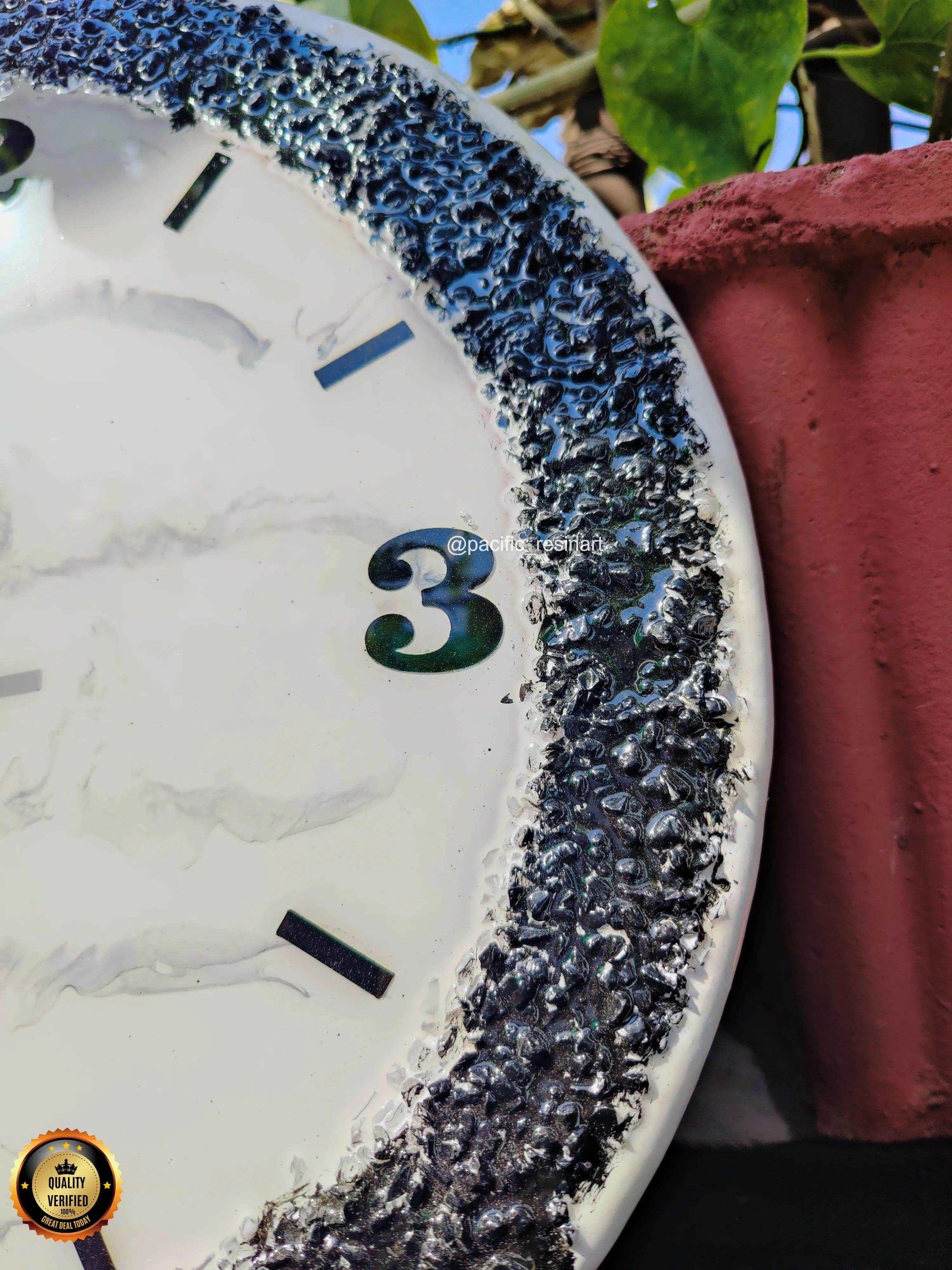 Curvy Black Resin wall clock | Premium Epoxy Art - Pacific Resin Art