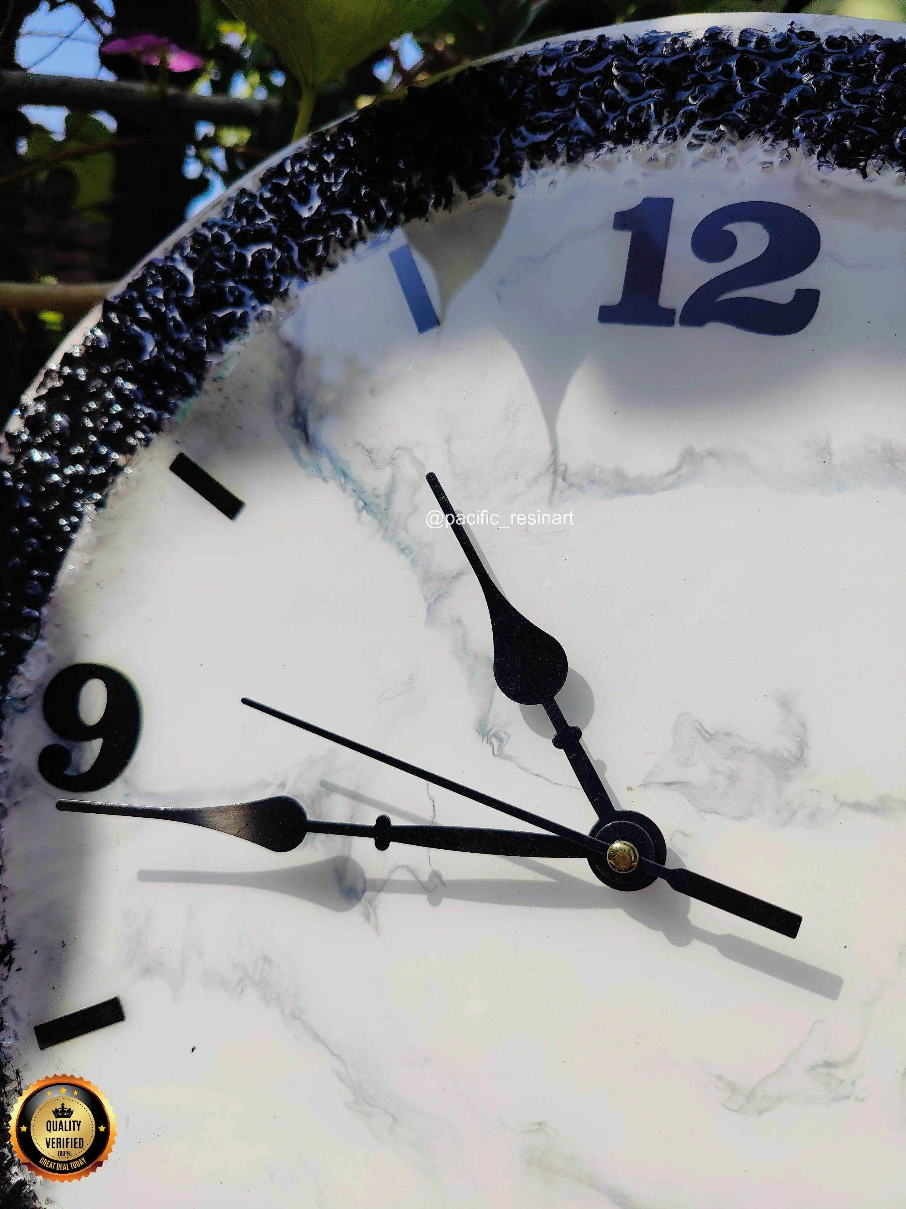 Curvy Black Resin wall clock | Premium Epoxy Art - Pacific Resin Art