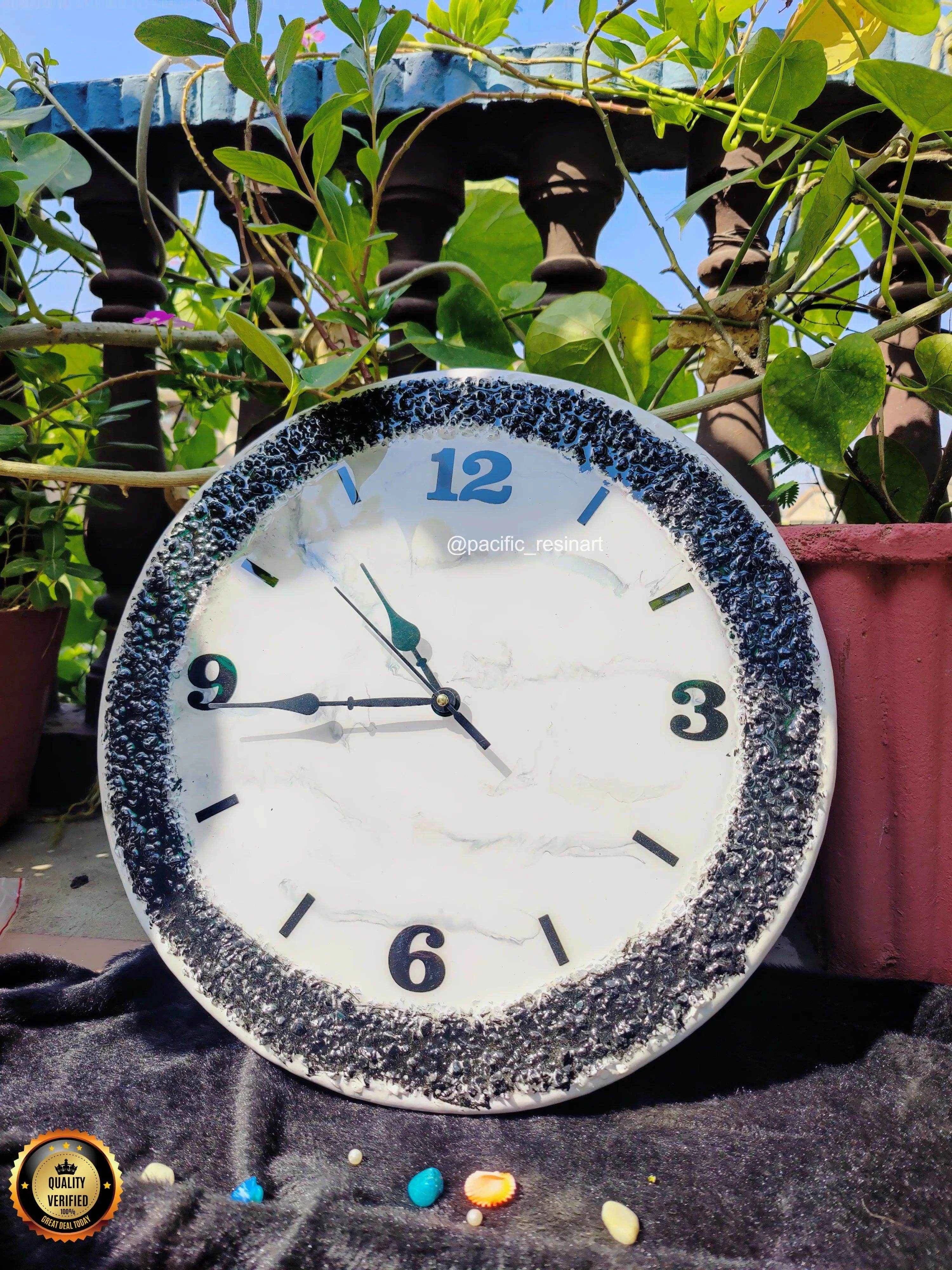 Curvy Black Resin wall clock | Premium Epoxy Art - Pacific Resin Art