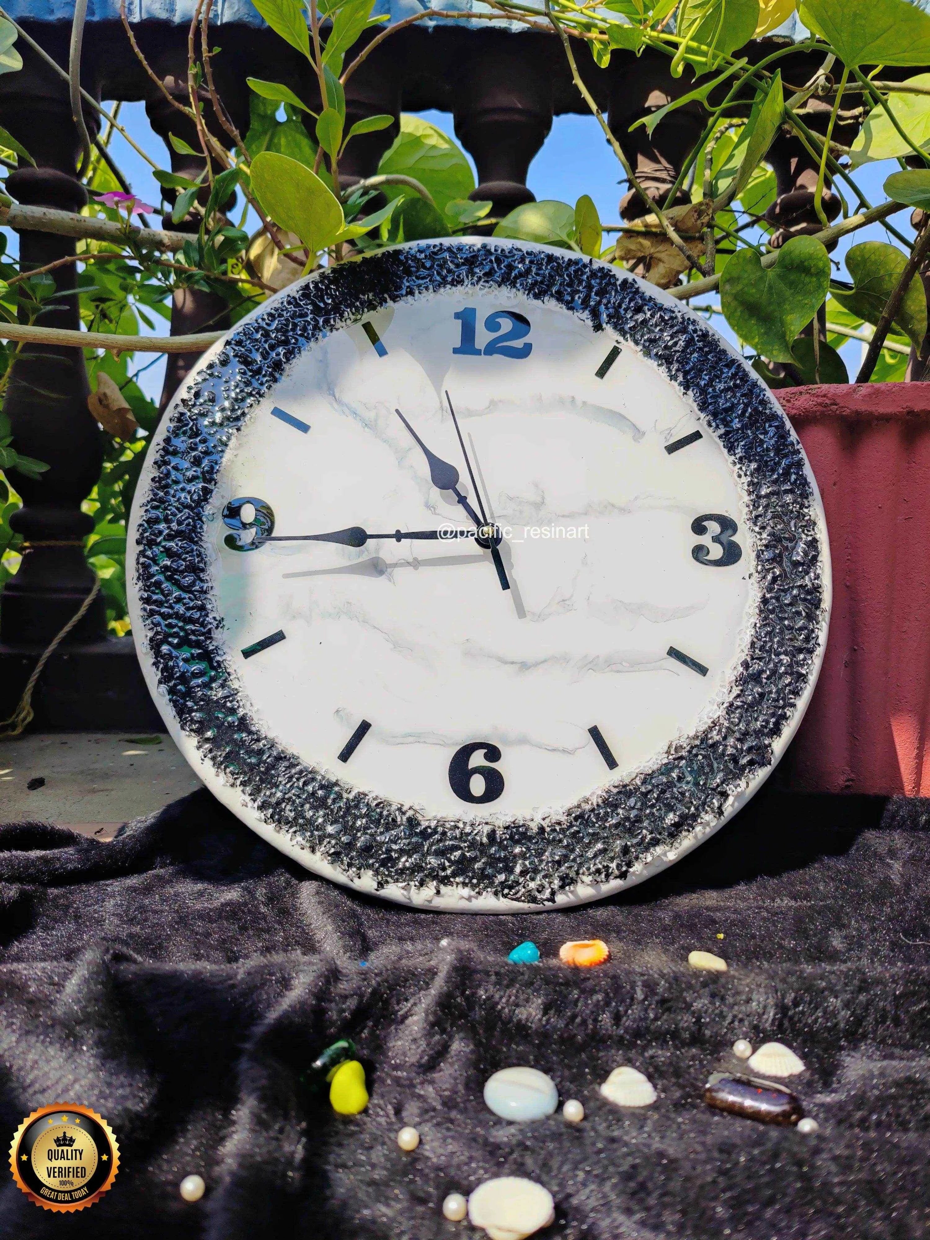 Curvy Black Resin wall clock | Premium Epoxy Art - Pacific Resin Art