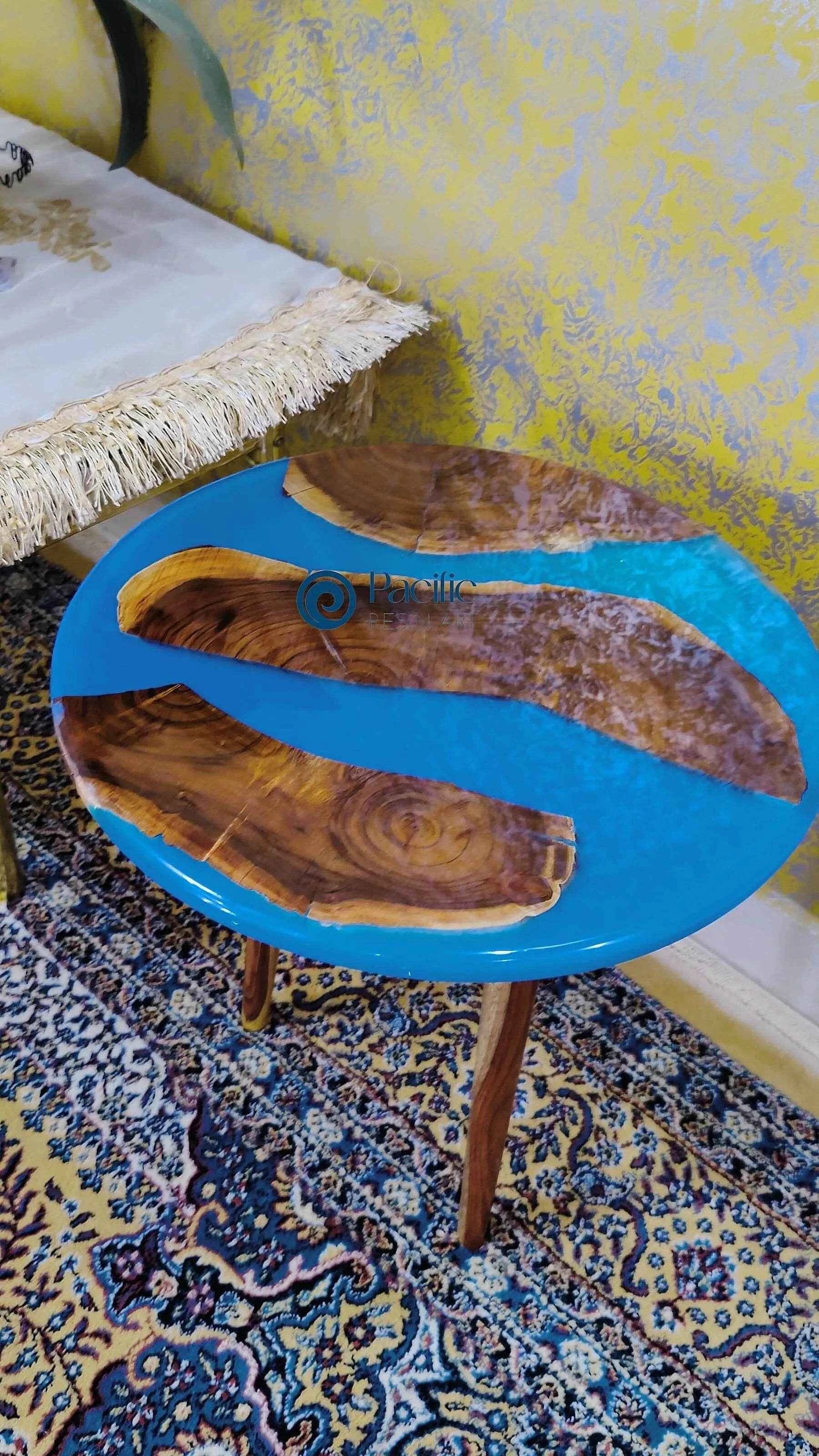 Blue Epoxy Resin Coffee Table | Premium & Unique Resin Art Coffee Center Table - Pacific Resin Art