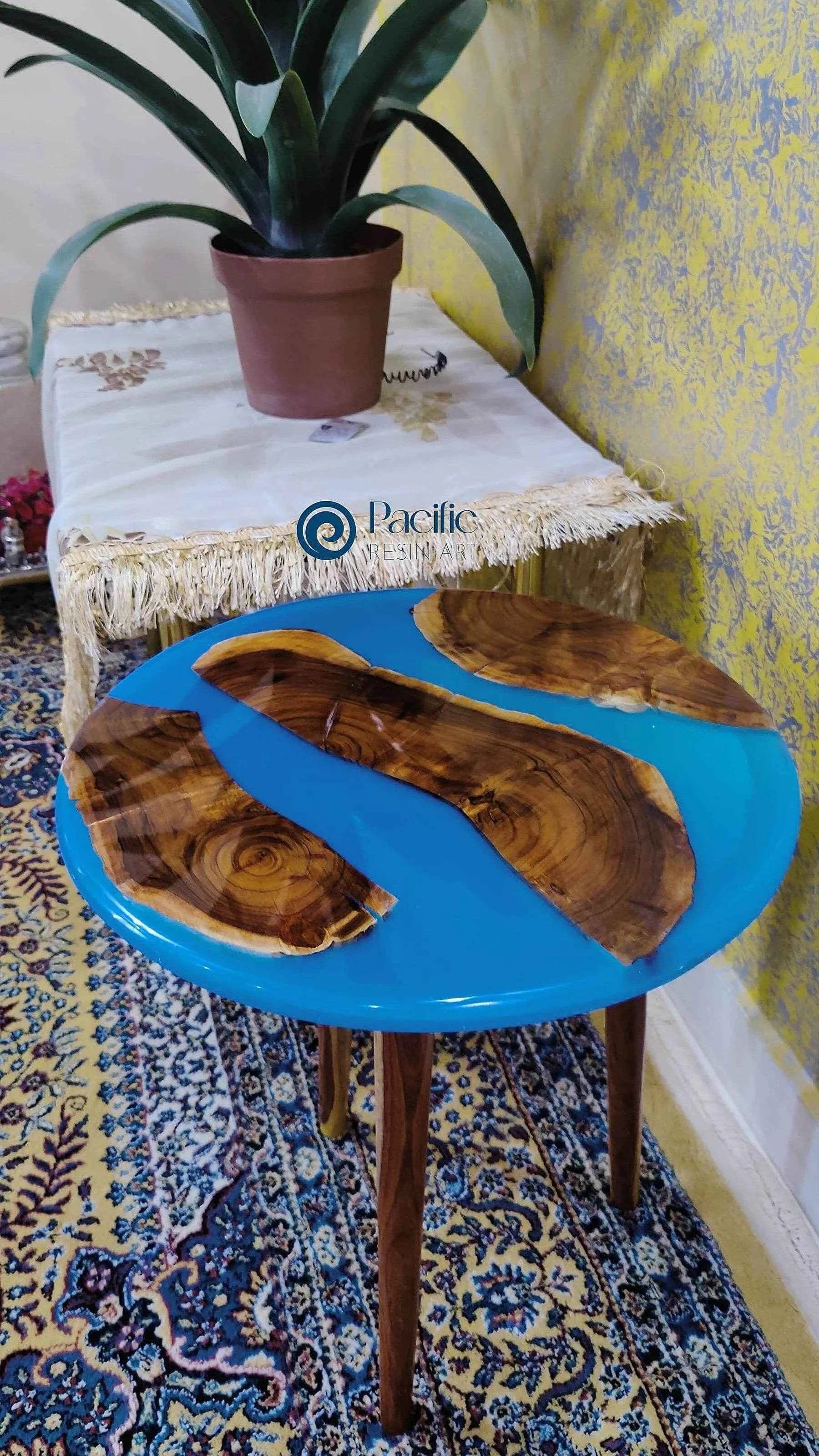 Blue Epoxy Resin Coffee Table | Premium & Unique Resin Art Coffee Center Table - Pacific Resin Art