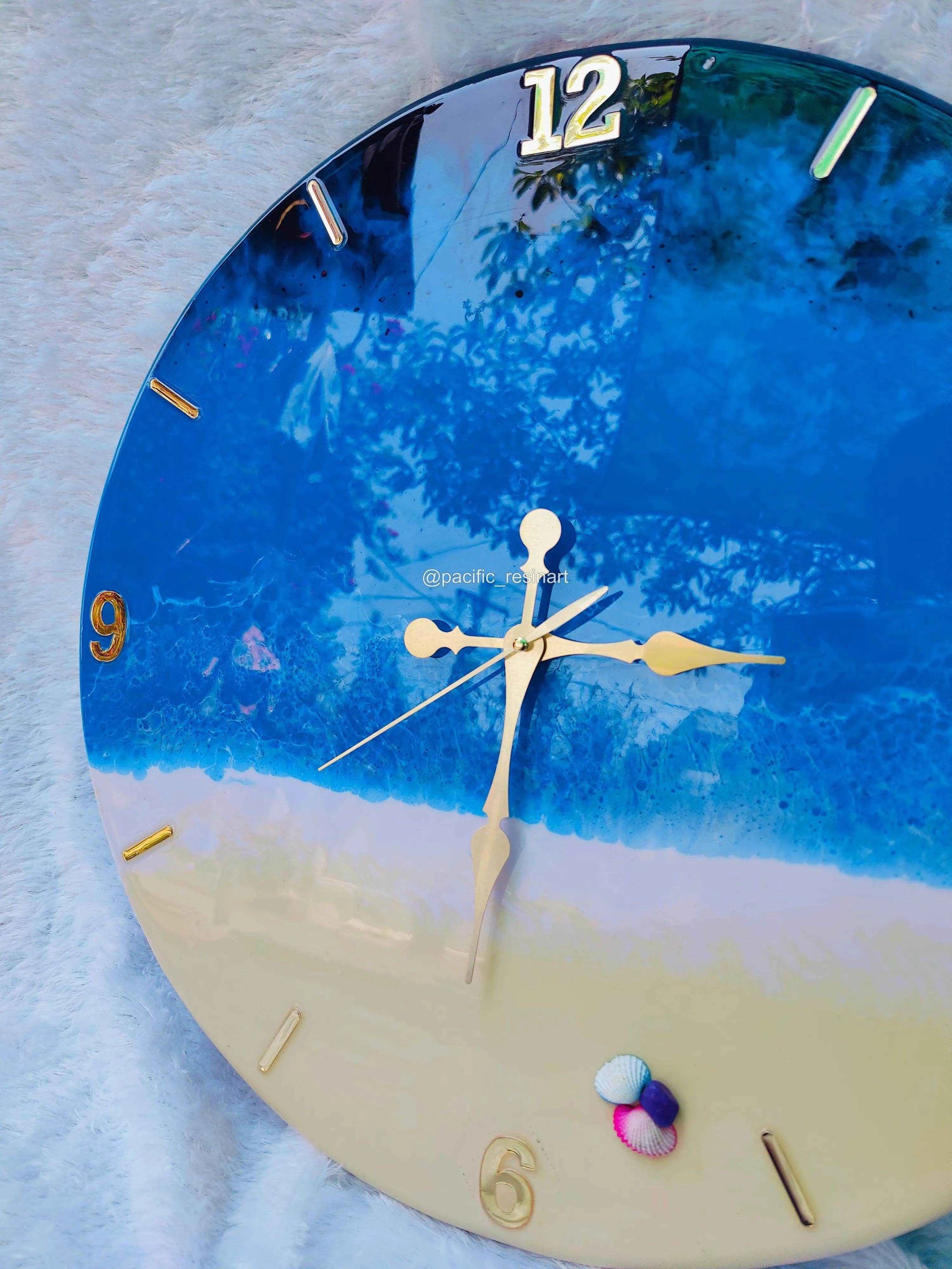 Beach Ocean Numeric Resin wall clock - Pacific Resin Art