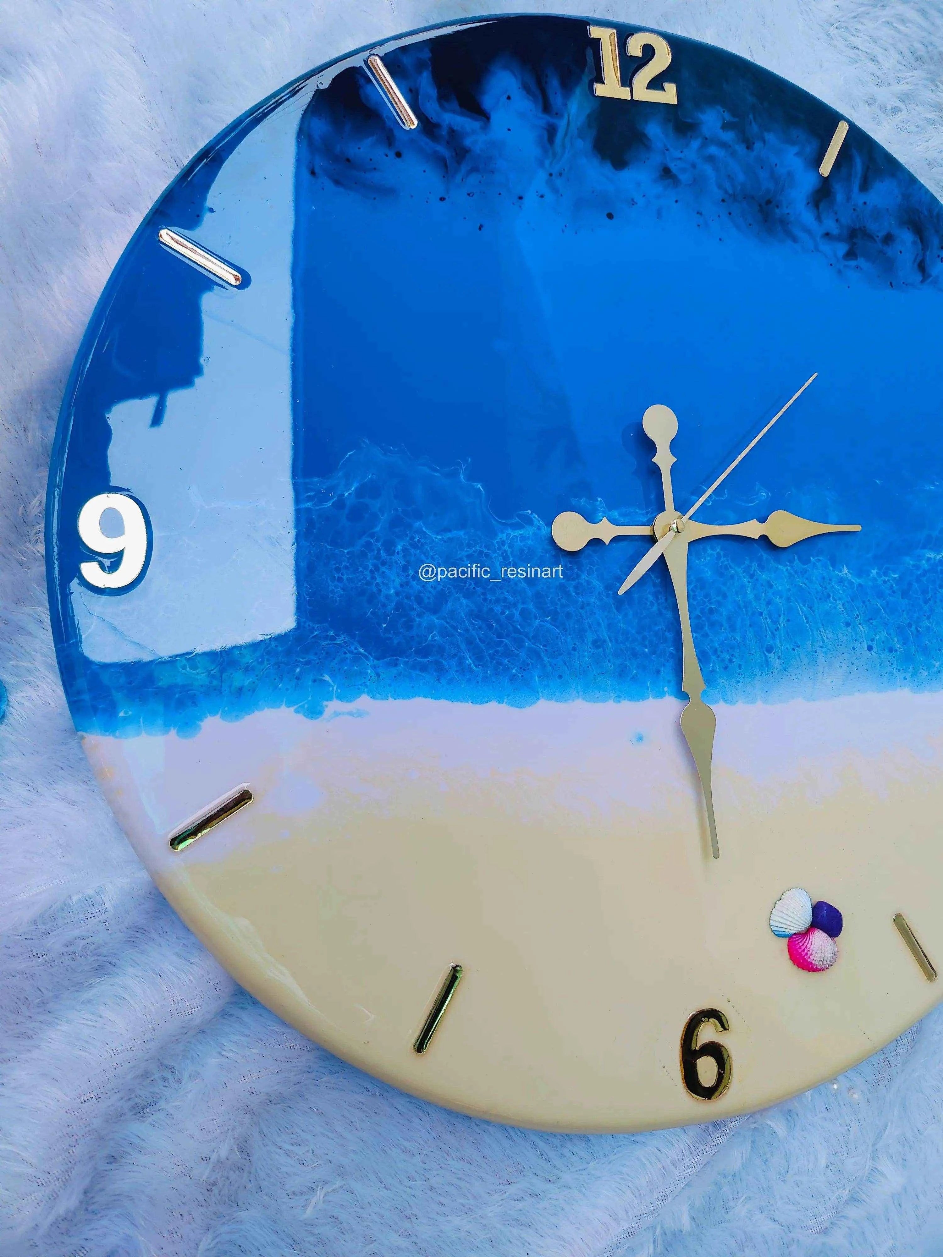 Beach Ocean Numeric Resin wall clock - Pacific Resin Art