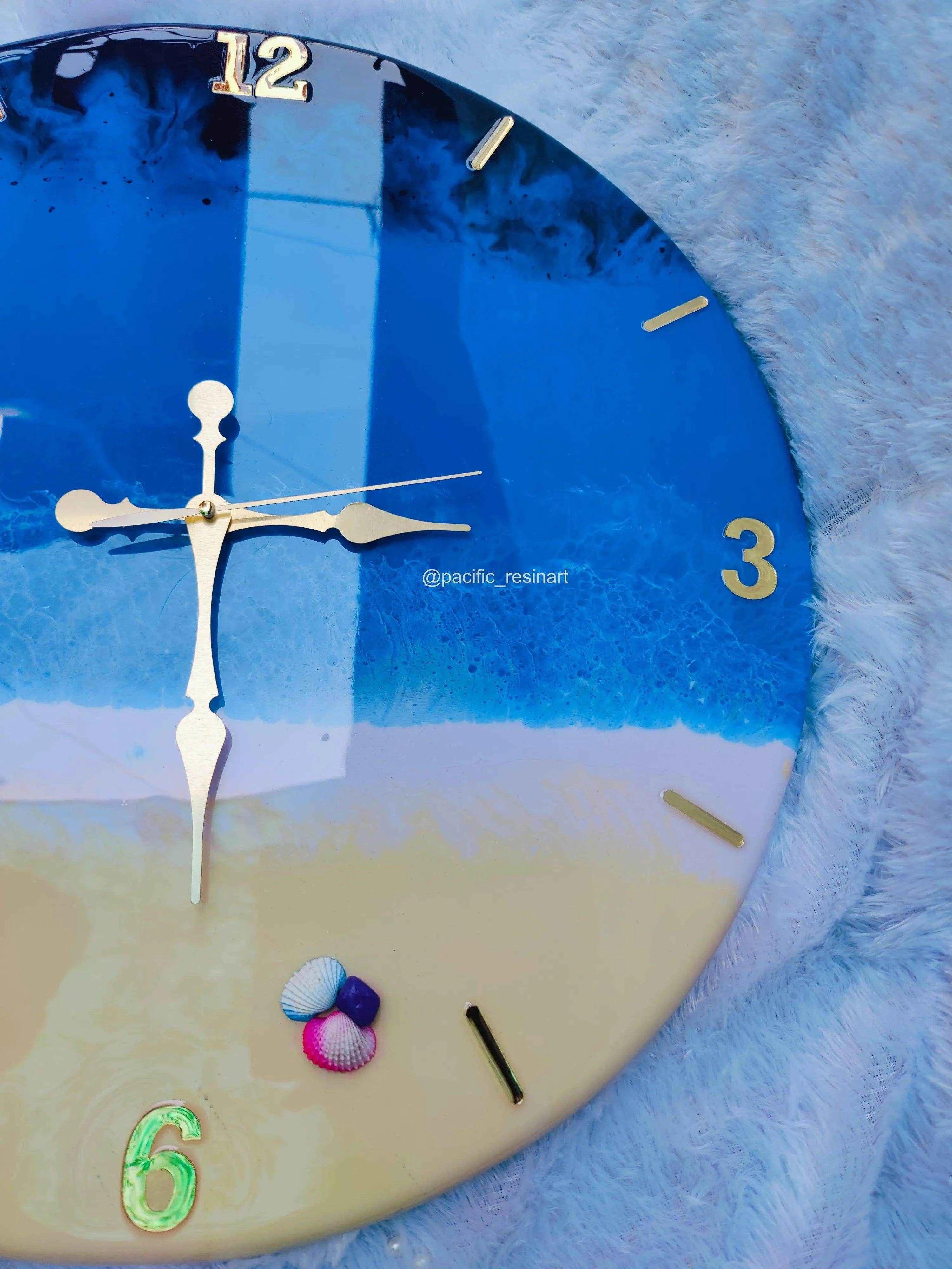 Beach Ocean Numeric Resin wall clock - Pacific Resin Art