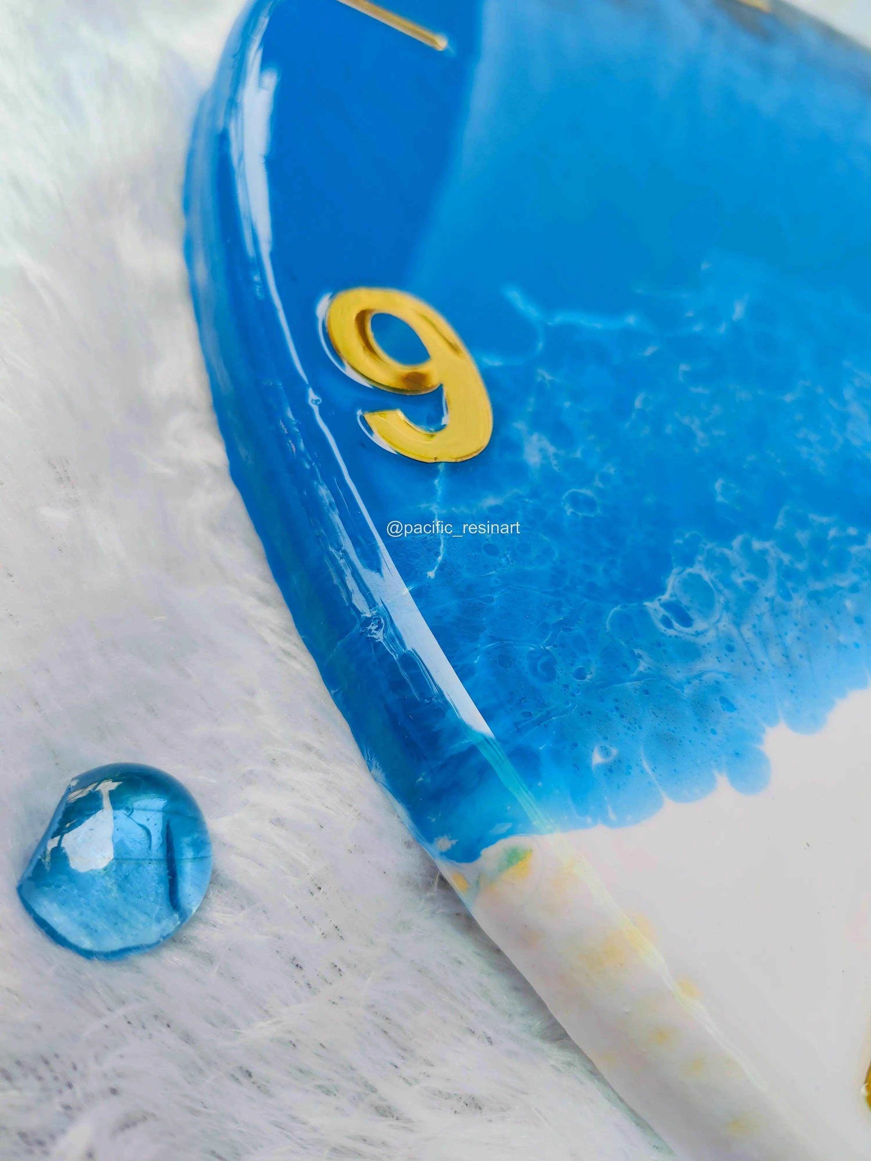 Beach Ocean Numeric Resin wall clock - Pacific Resin Art