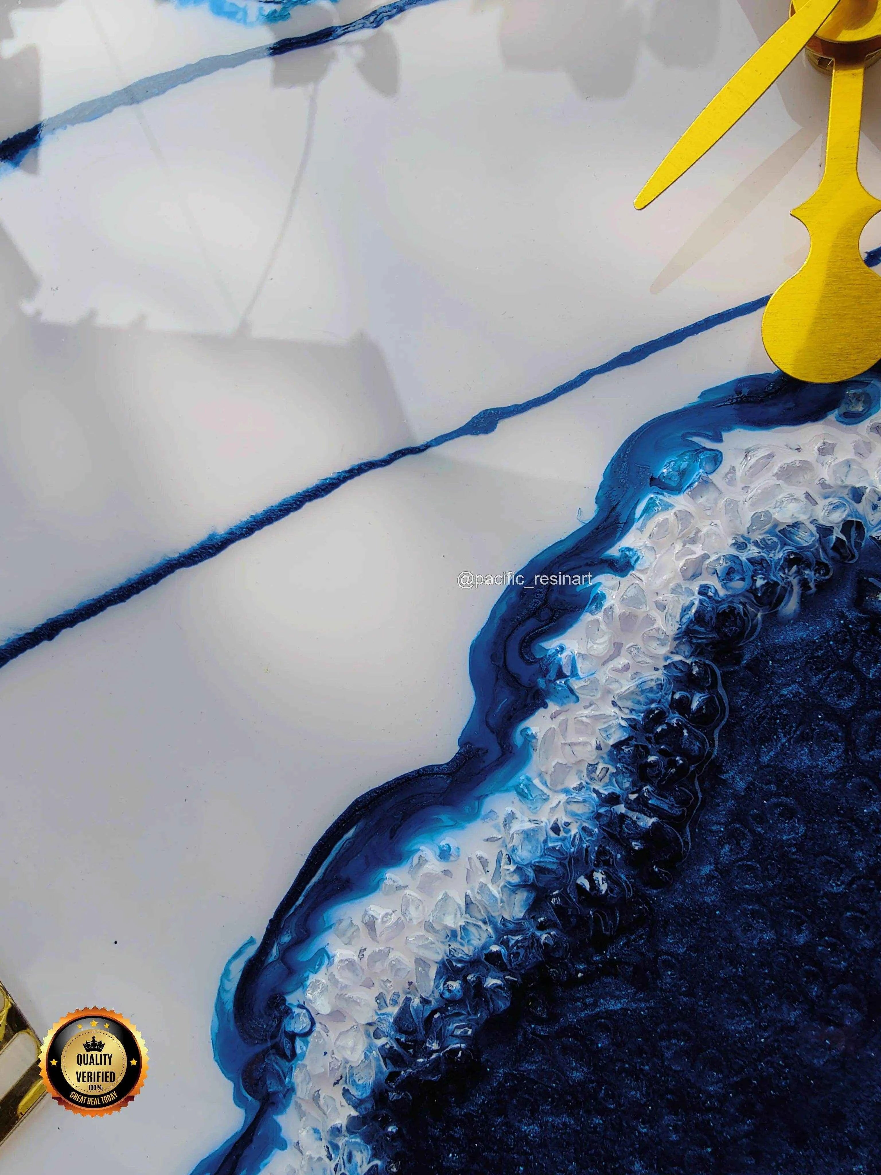 Blue Pearl Roman Resin wall clock - Pacific Resin Art