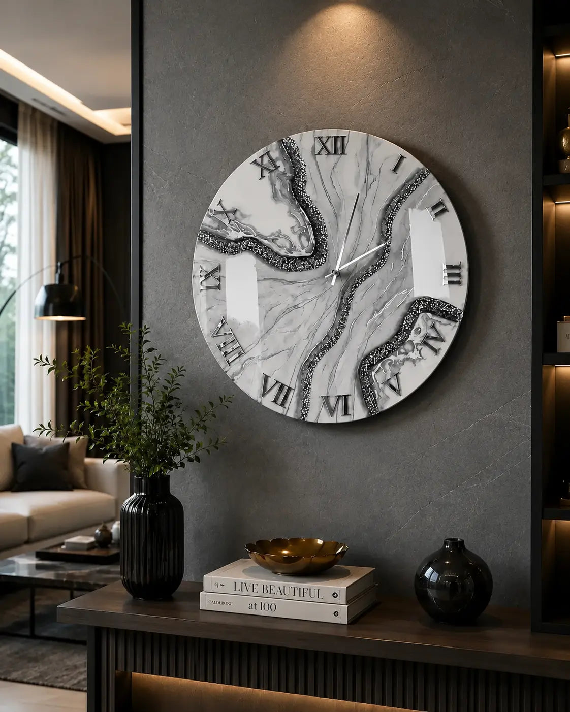 Haze Grey Pearl Resin Wall Clock