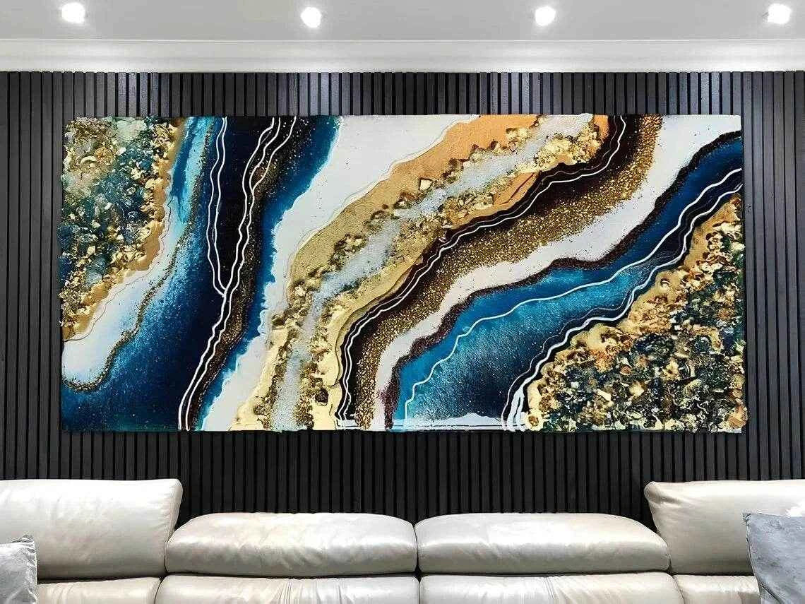 Golden Tides Abstract Resin Wall Art and Paintings - Pacific Resin Art