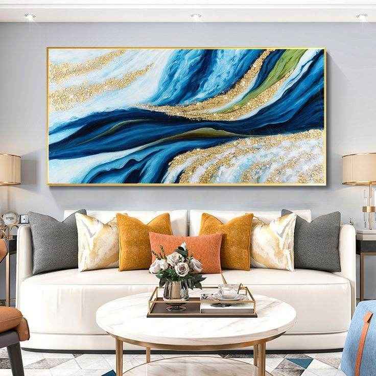 Blue Geode Abstract Resin Wall Art Hangings and Paintings - Pacific Resin Art
