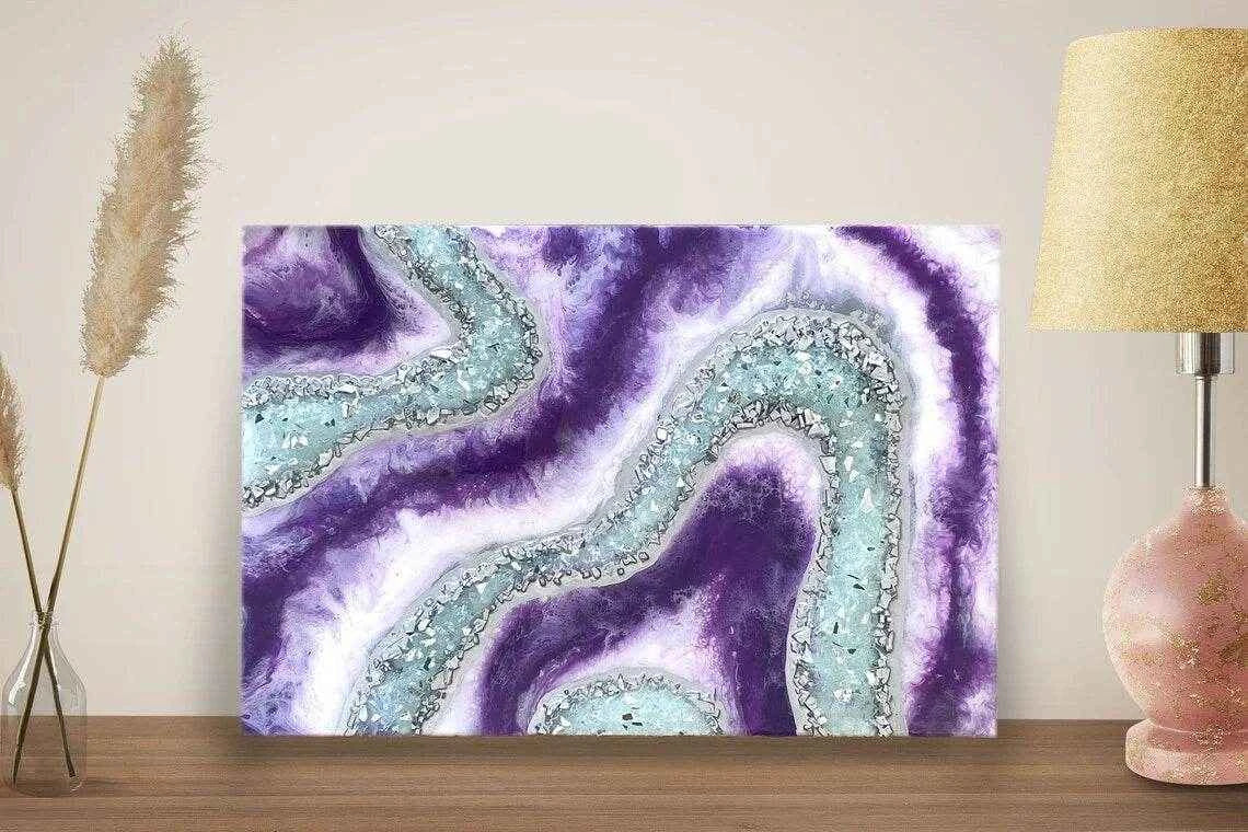 Purple Geode Abstract Resin Wall Art Hangings and Paintings - Pacific Resin Art
