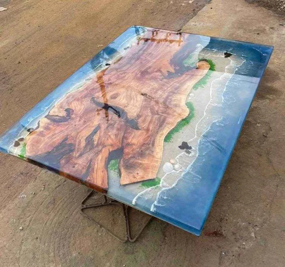 Waveform Ocean Resin Dining table with legs - Pacific Resin Art