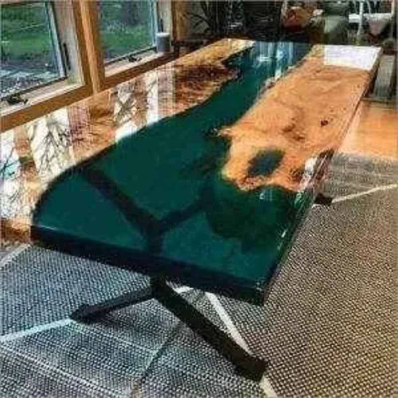 Bliss Green Translucent Resin Dining table with legs - Pacific Resin Art