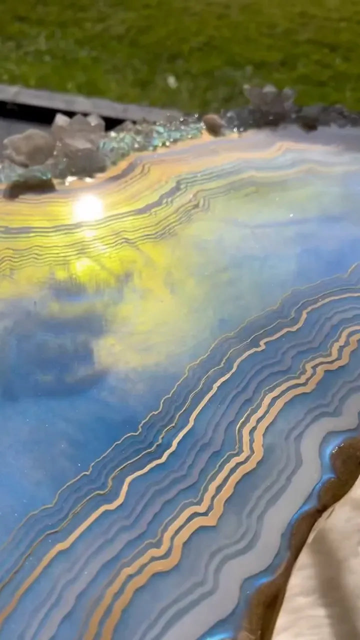 Tranquil Glow Handcrafted Resin Coffee Table