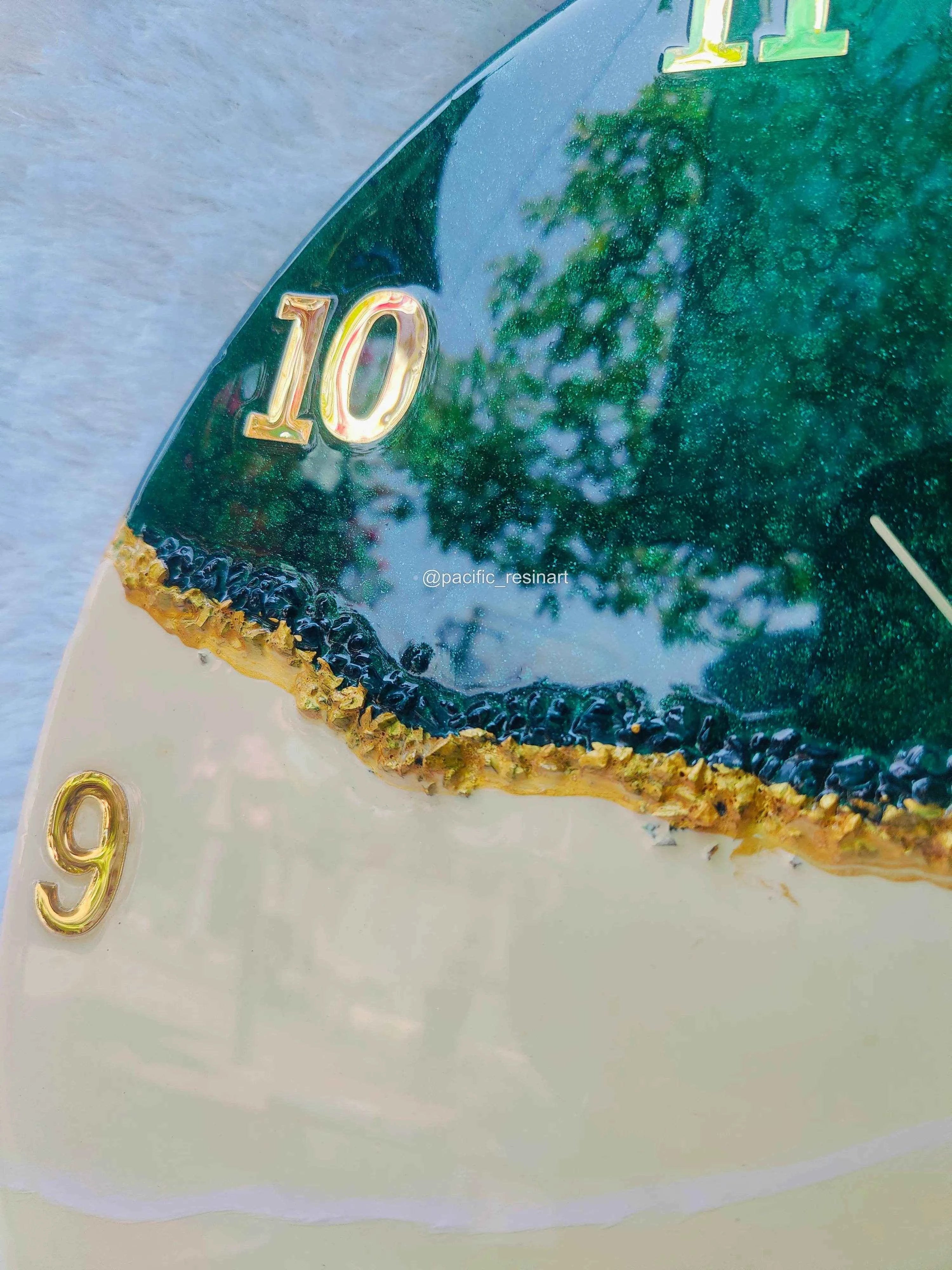 Green Pearl numeric Resin wall clock | Luxury Resin Wall Clock - Pacific Resin Art