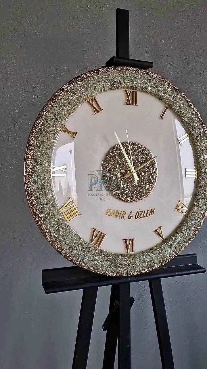 Glittering Resin Wall Clock | Luxury wall decor - Pacific Resin Art