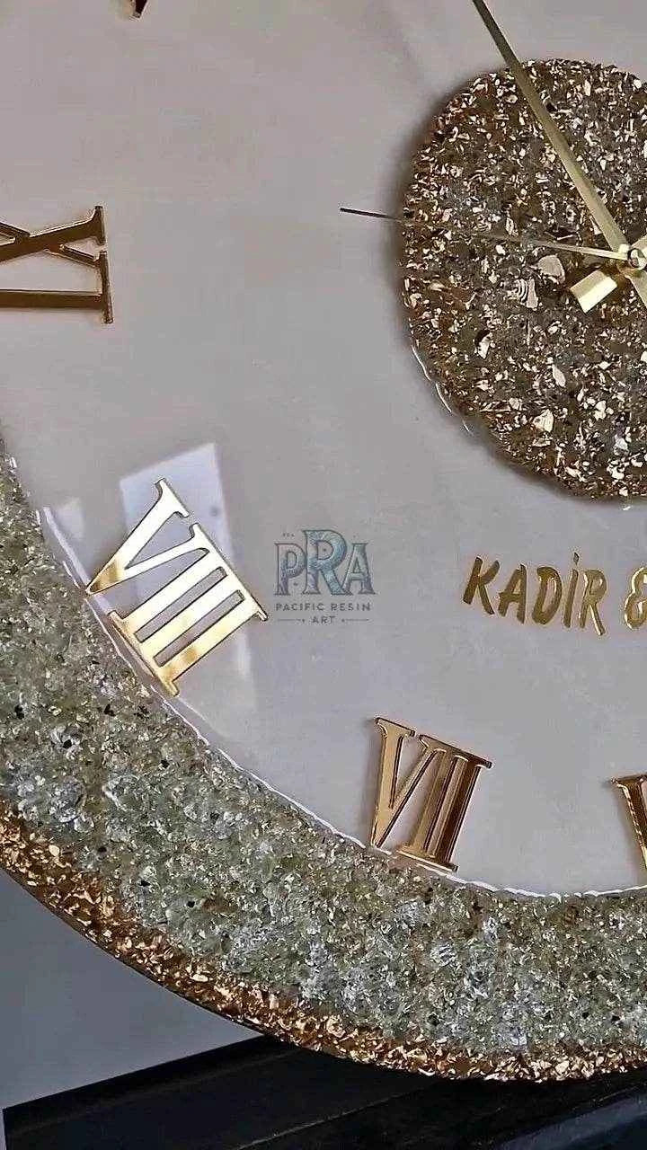Glittering Resin Wall Clock | Luxury wall decor - Pacific Resin Art