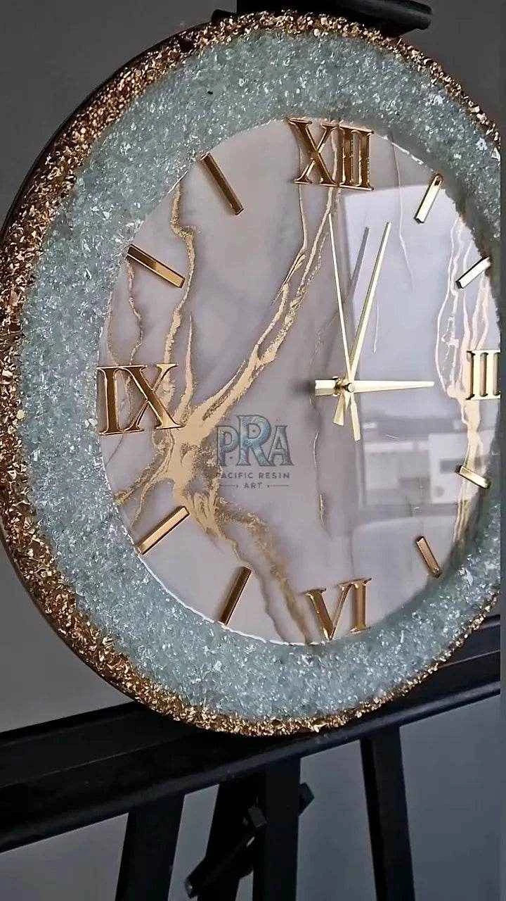 Golden Stone Epoxy Resin Wall Clock - Pacific Resin Art