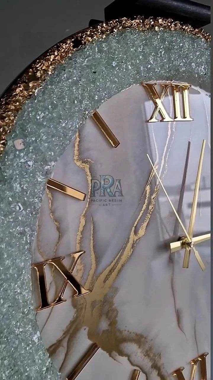 Golden Stone Epoxy Resin Wall Clock - Pacific Resin Art