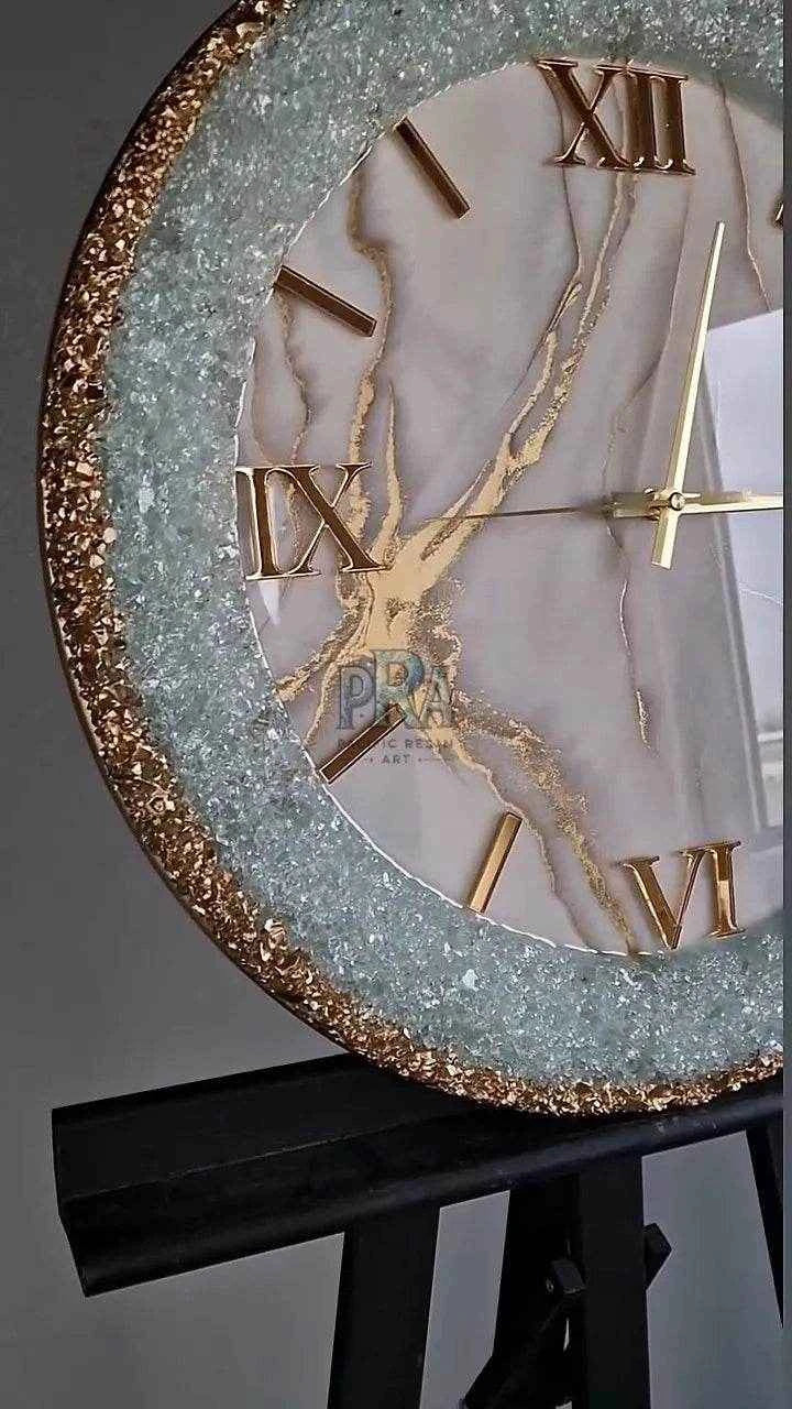 Golden Stone Epoxy Resin Wall Clock - Pacific Resin Art