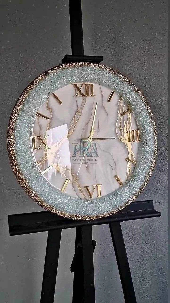 Golden Stone Epoxy Resin Wall Clock - Pacific Resin Art