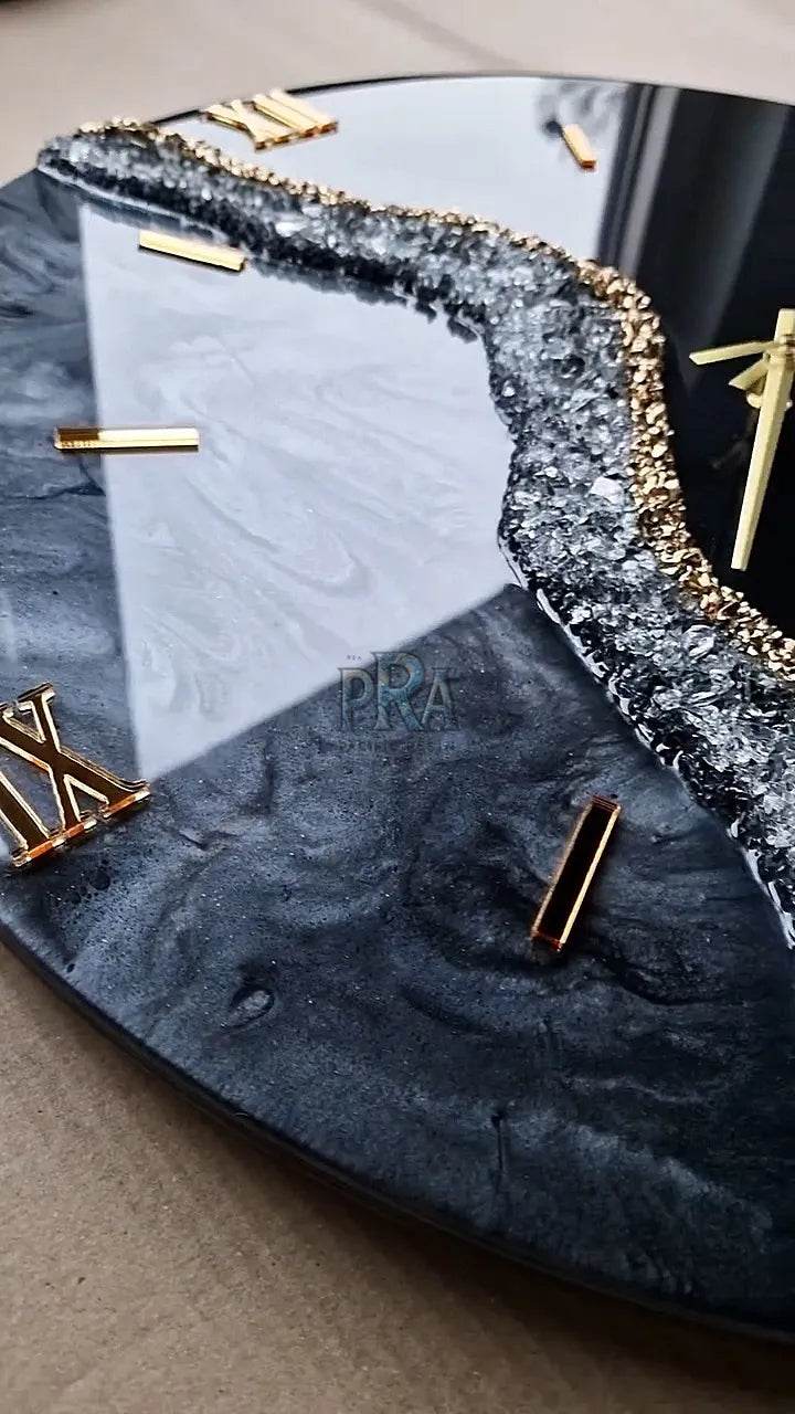 Imperial Black Resin Wall Clock | Luxury Decor - Pacific Resin Art