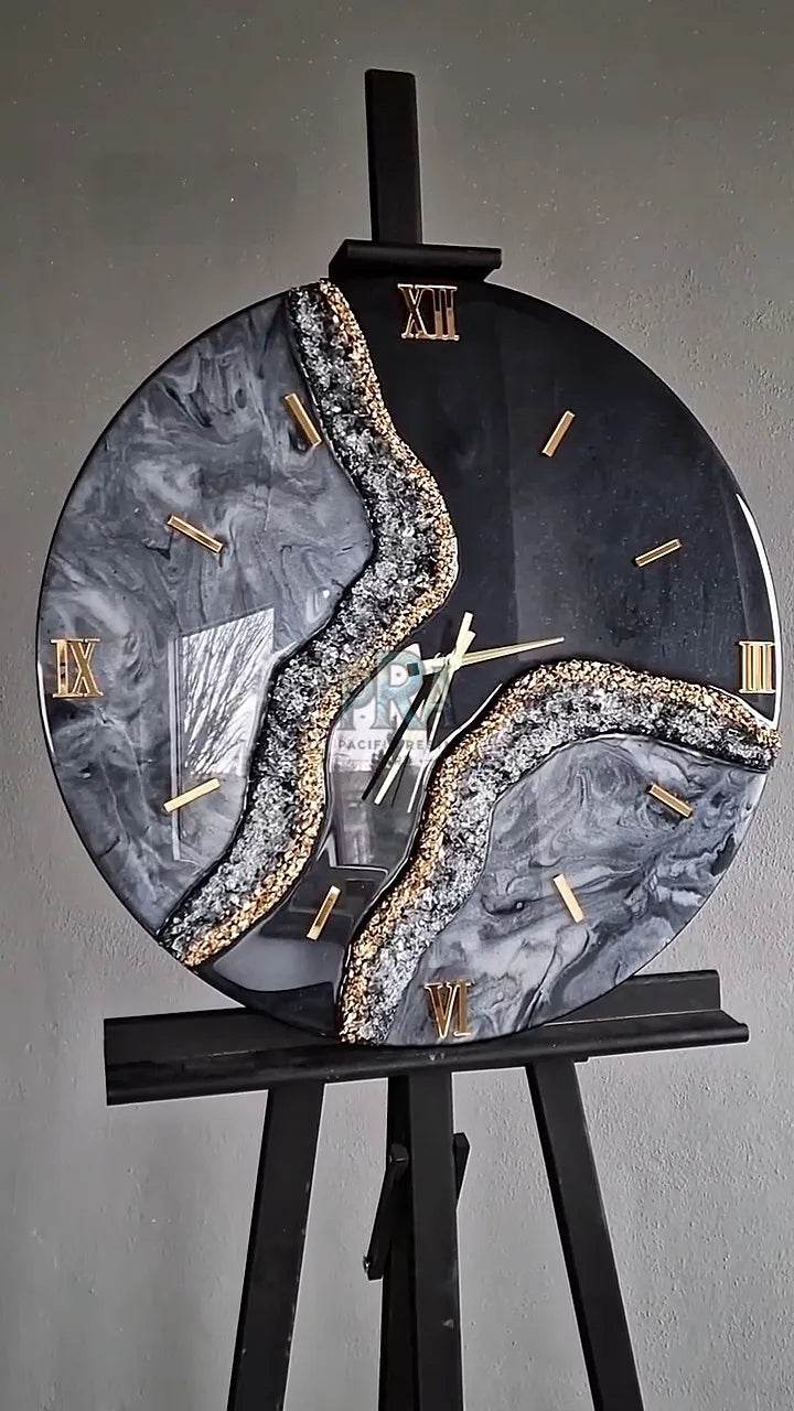 Imperial Black Resin Wall Clock | Luxury Decor - Pacific Resin Art