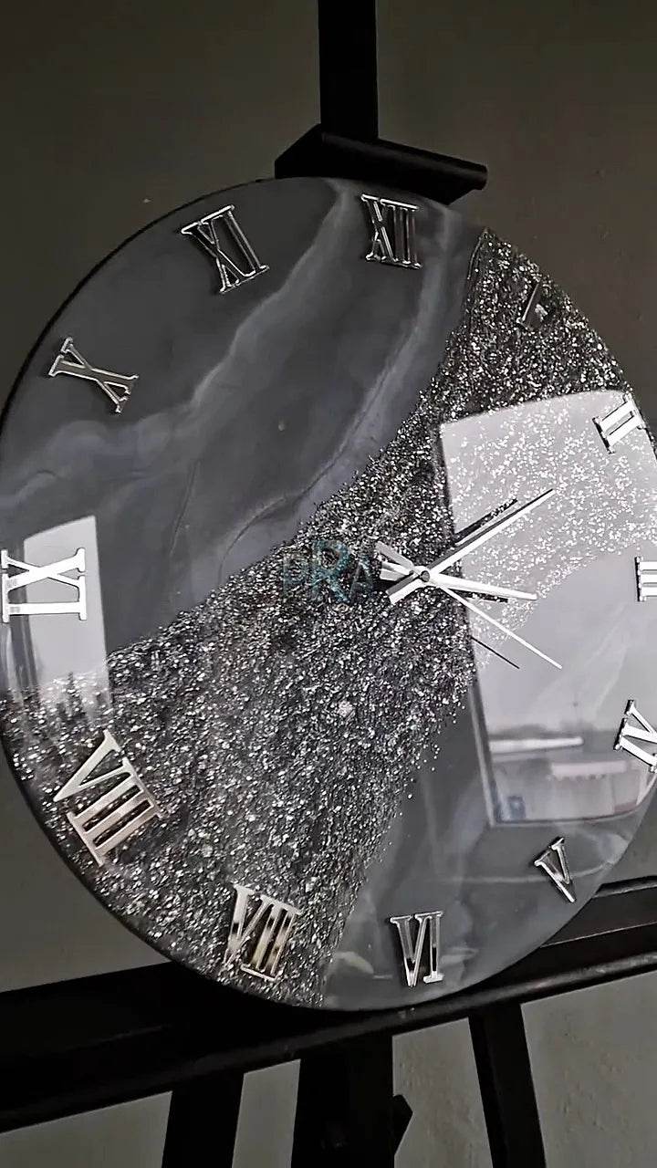 Grey Texture Luxury Resin Wall Clock - Pacific Resin Art
