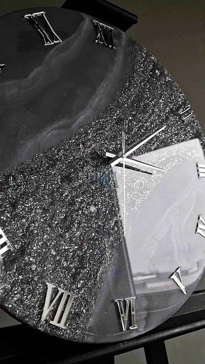 Grey Texture Luxury Resin Wall Clock - Pacific Resin Art