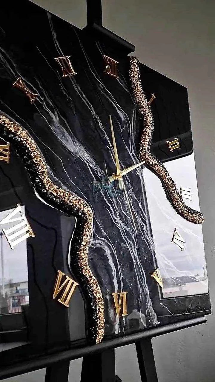 Black Edges Artisanal Resin Wall Clock - Pacific Resin Art