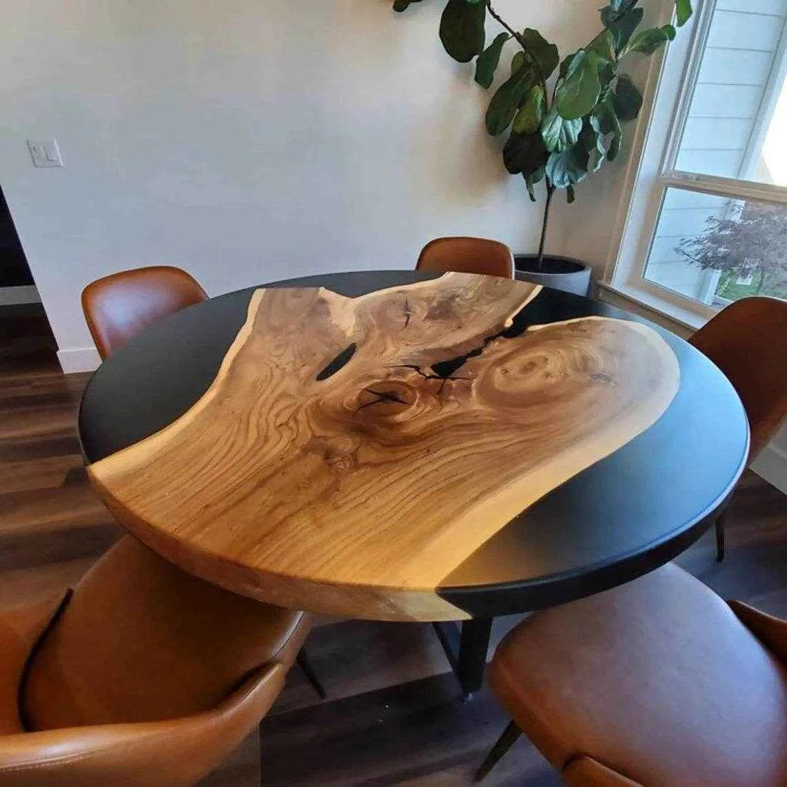 Matt Black Wooden Resin Coffee Table | Premium Epoxy resin art table for Home Interiors - Pacific Resin Art