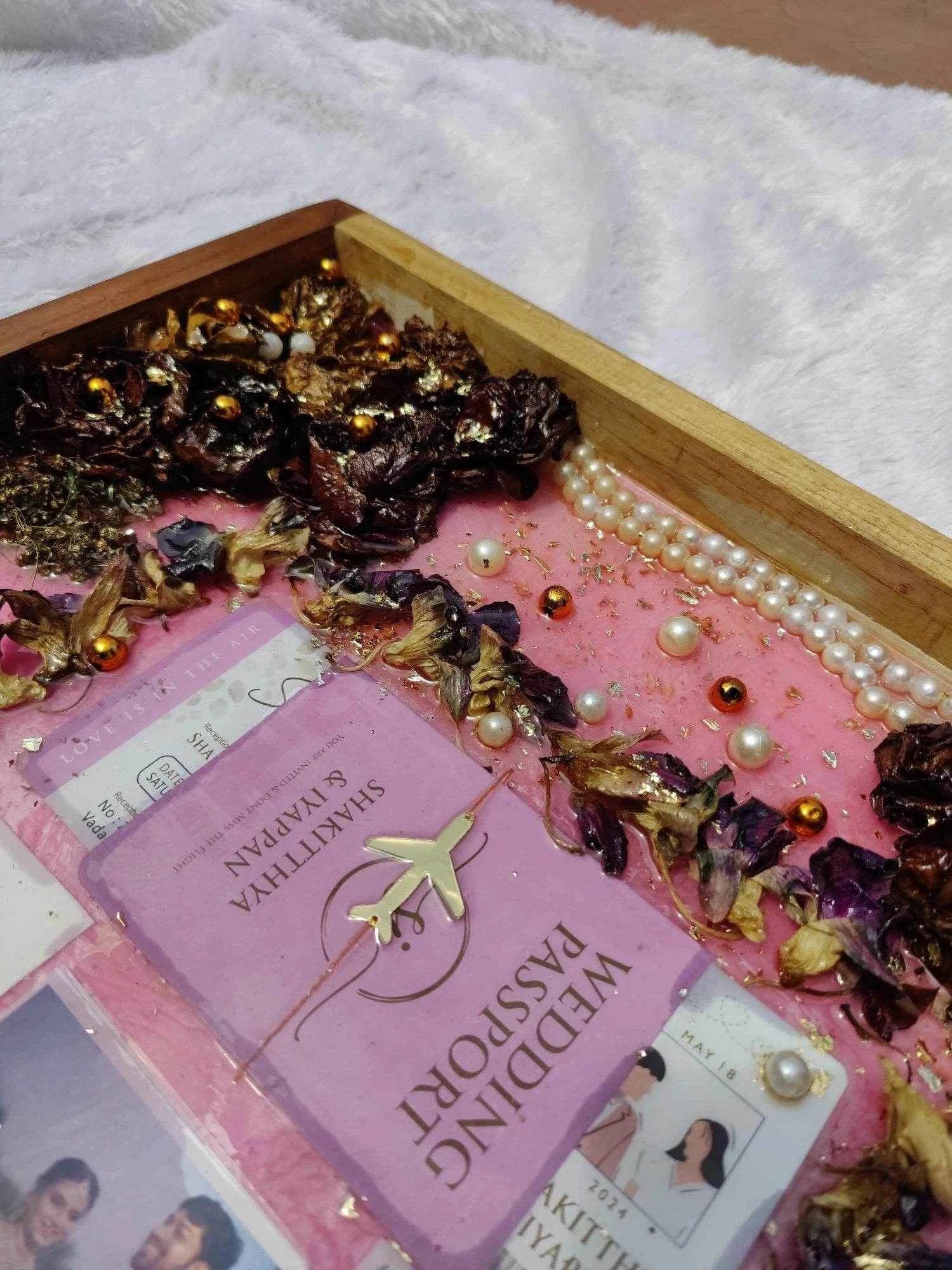 Peach Wooden Resin Varmala Preservations | Resin Flowers & Gifts Keepsakes - Pacific Resin Art