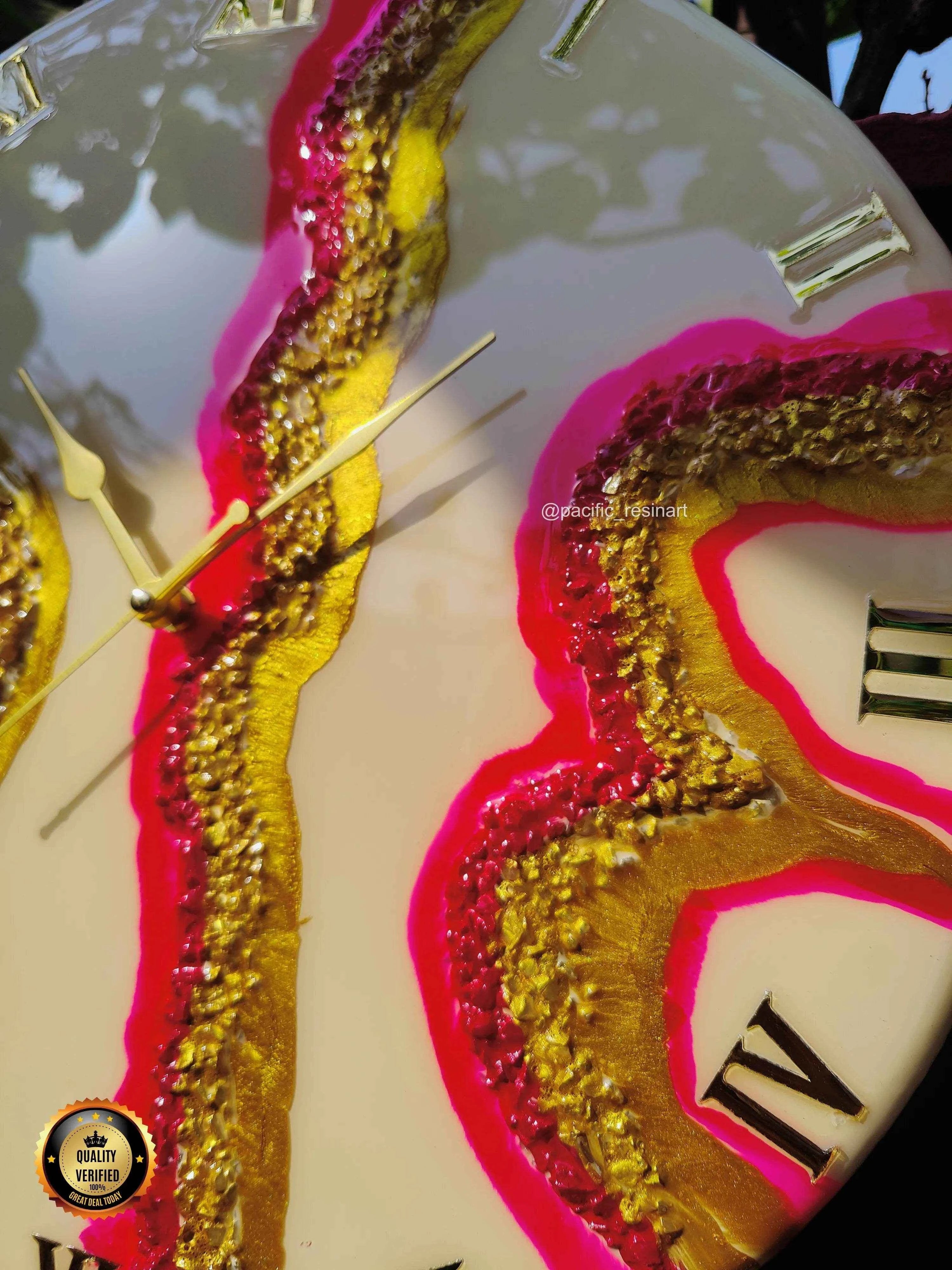 Pink Curves Roman Resin wall clock | Premium Resin Wall Clock - Pacific Resin Art