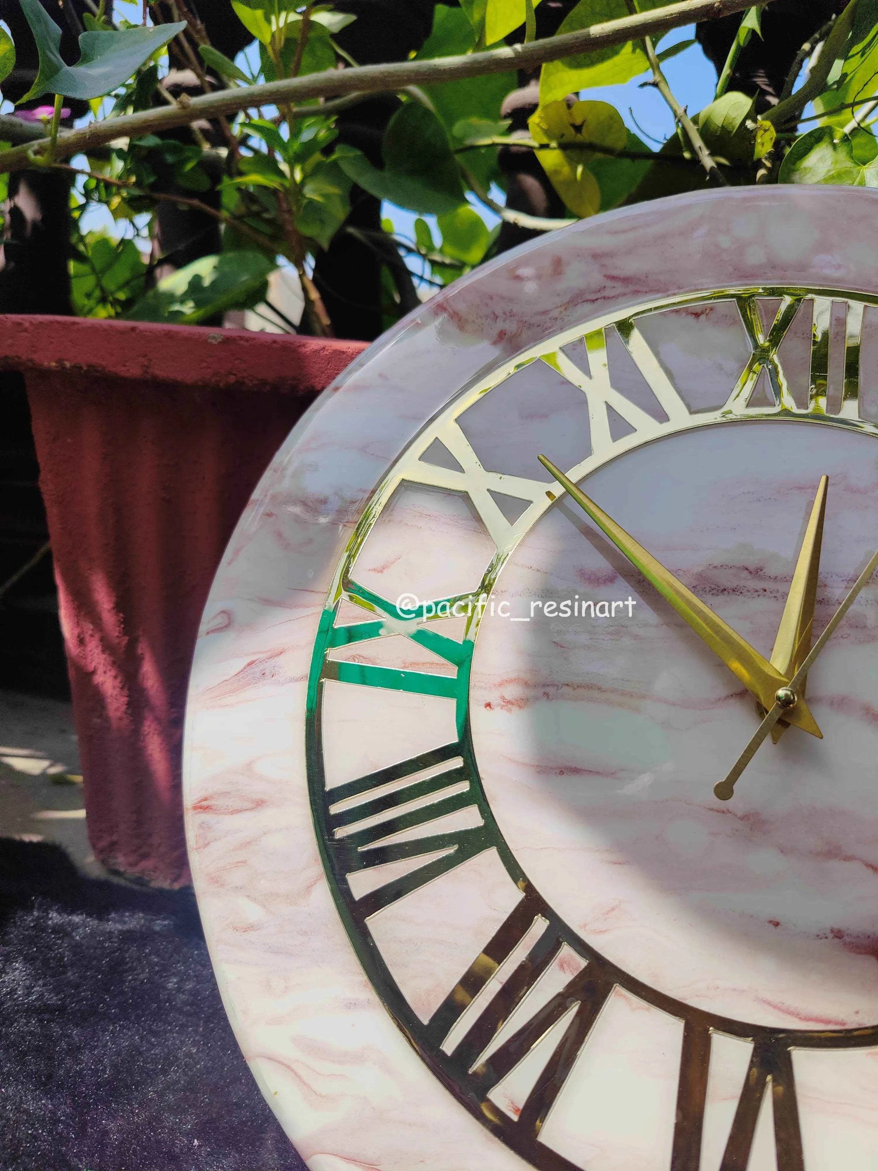 Pink Ring Resin wall clock - Pacific Resin Art