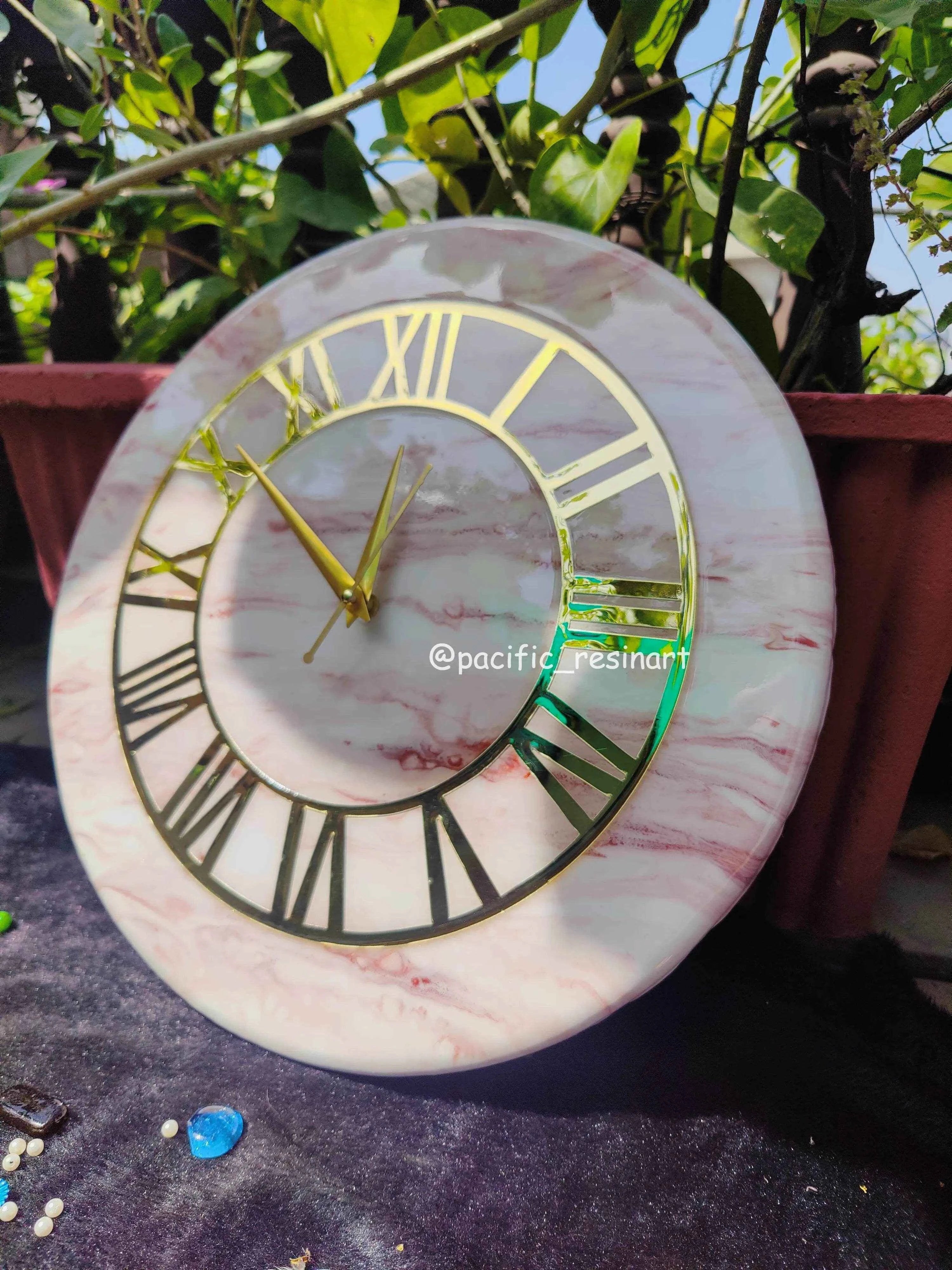 Pink Ring Resin wall clock - Pacific Resin Art