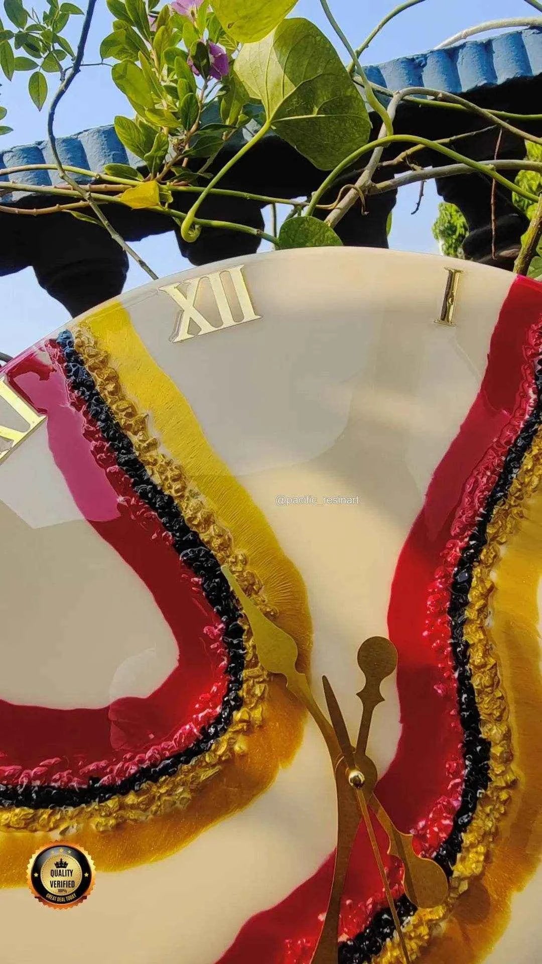 Red stone Resin wall clock | Premium Resin Art - Pacific Resin Art