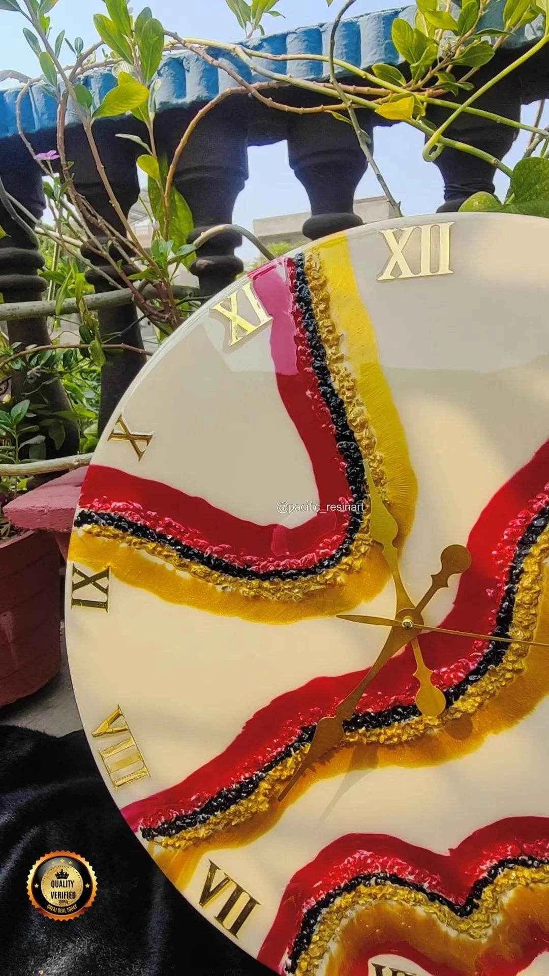 Red stone Resin wall clock | Premium Resin Art - Pacific Resin Art
