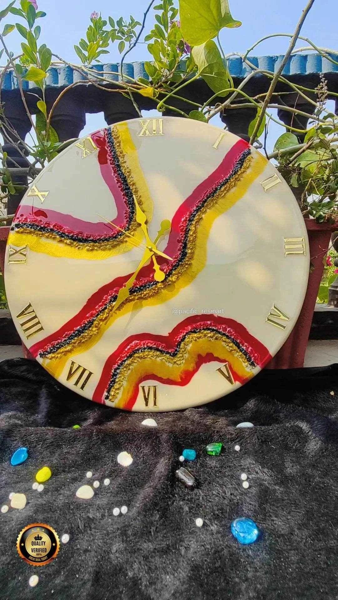 Red stone Resin wall clock | Premium Resin Art - Pacific Resin Art