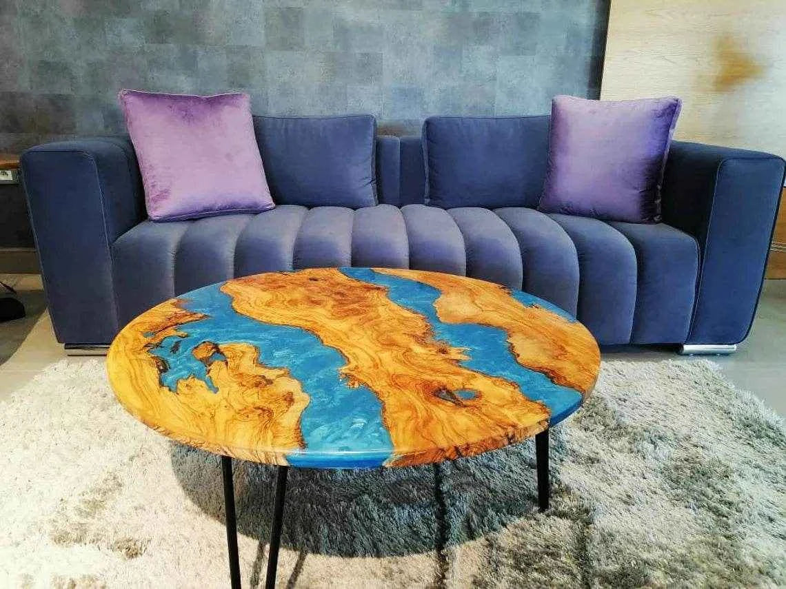SkyBlue Ocean Wooden Resin Coffee Table - Pacific Resin Art